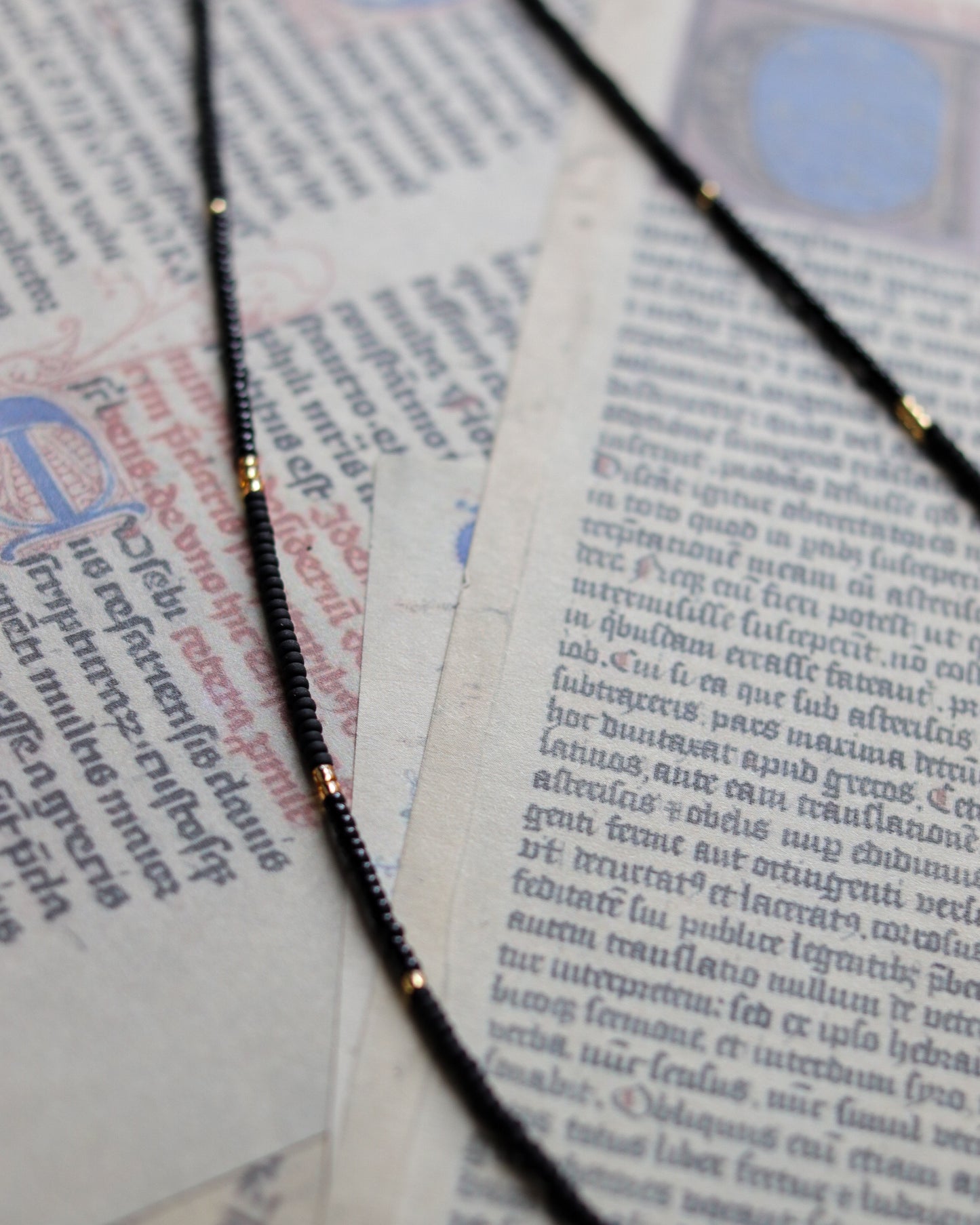 Czech glass bead necklace - Deep Night Litte Light