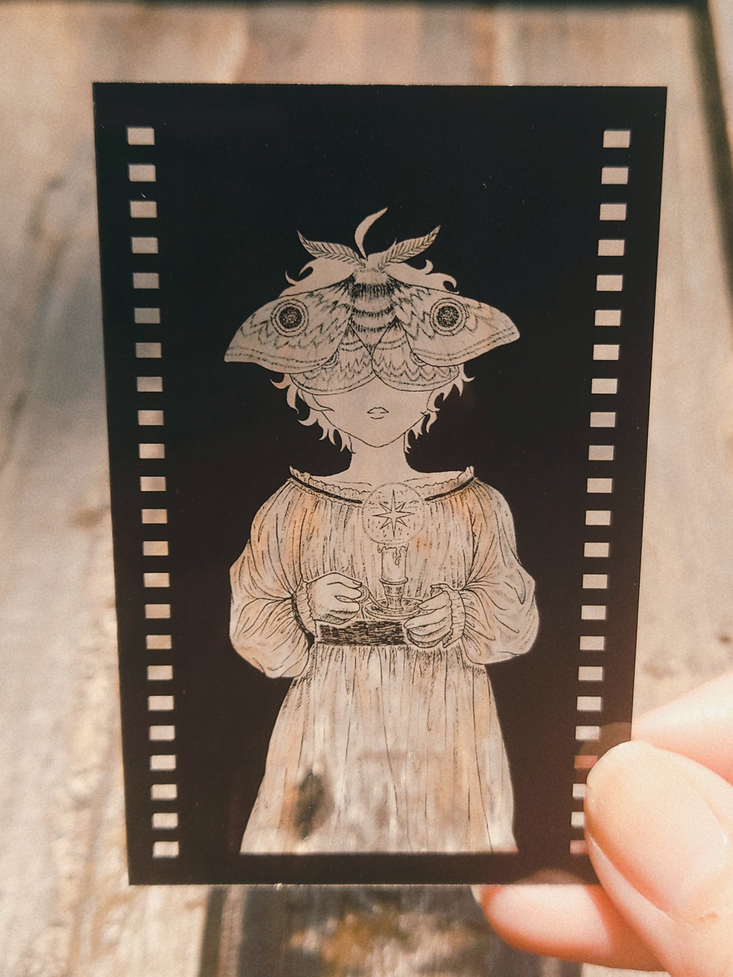 Film Style Plastic Card - Moth Girl (clear)