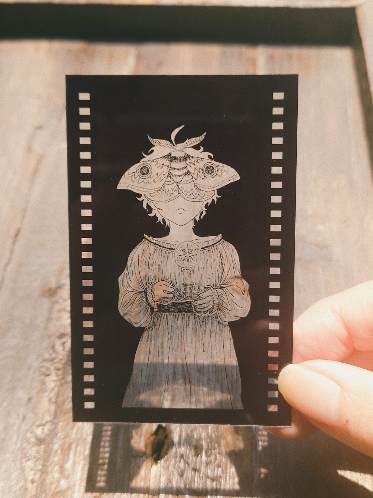 Film Style Plastic Card - Moth Girl (clear)