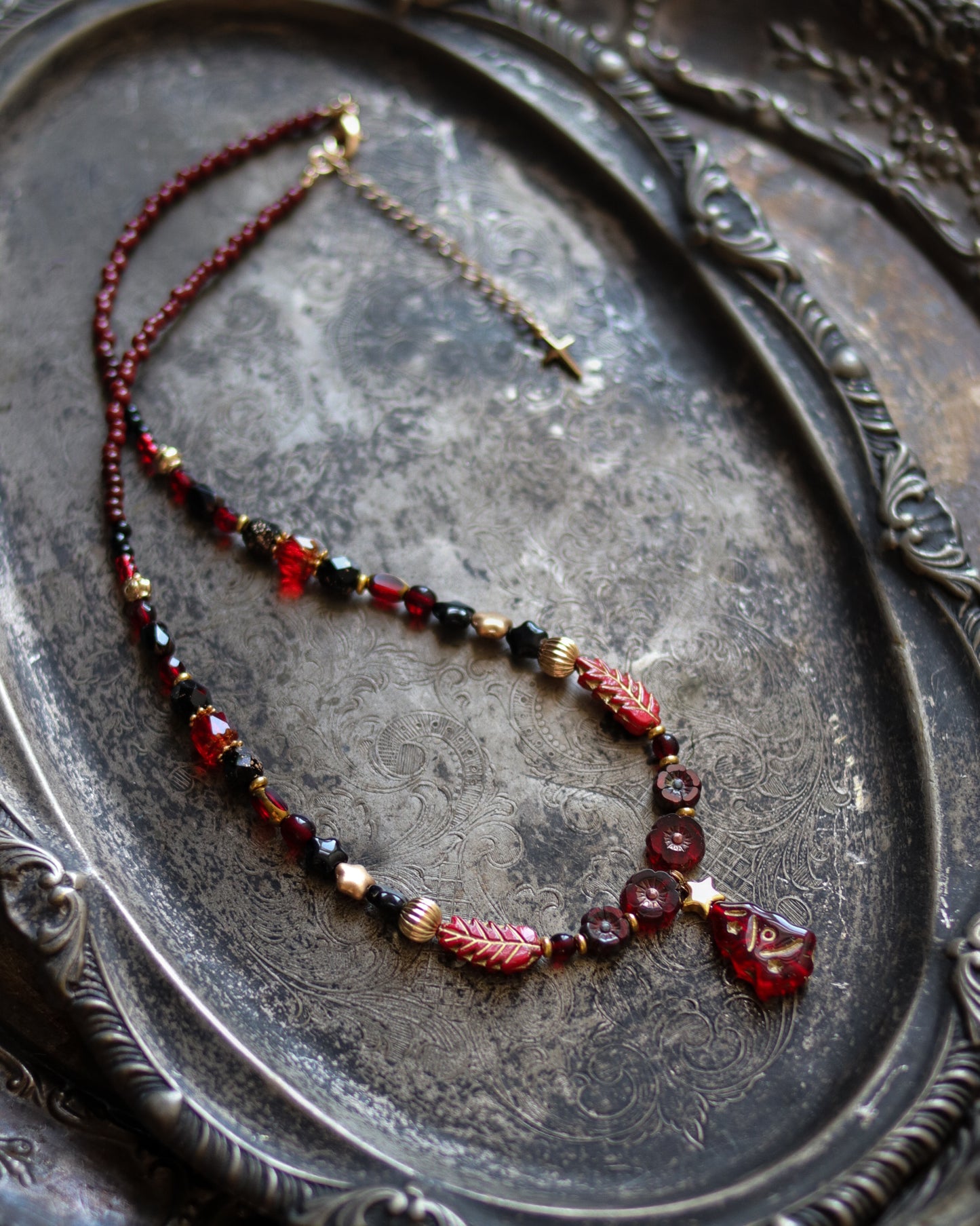 Czech glass bead necklace - Christmas tree