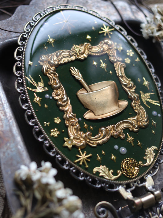 Vintage style hand mirror - Forest tea party