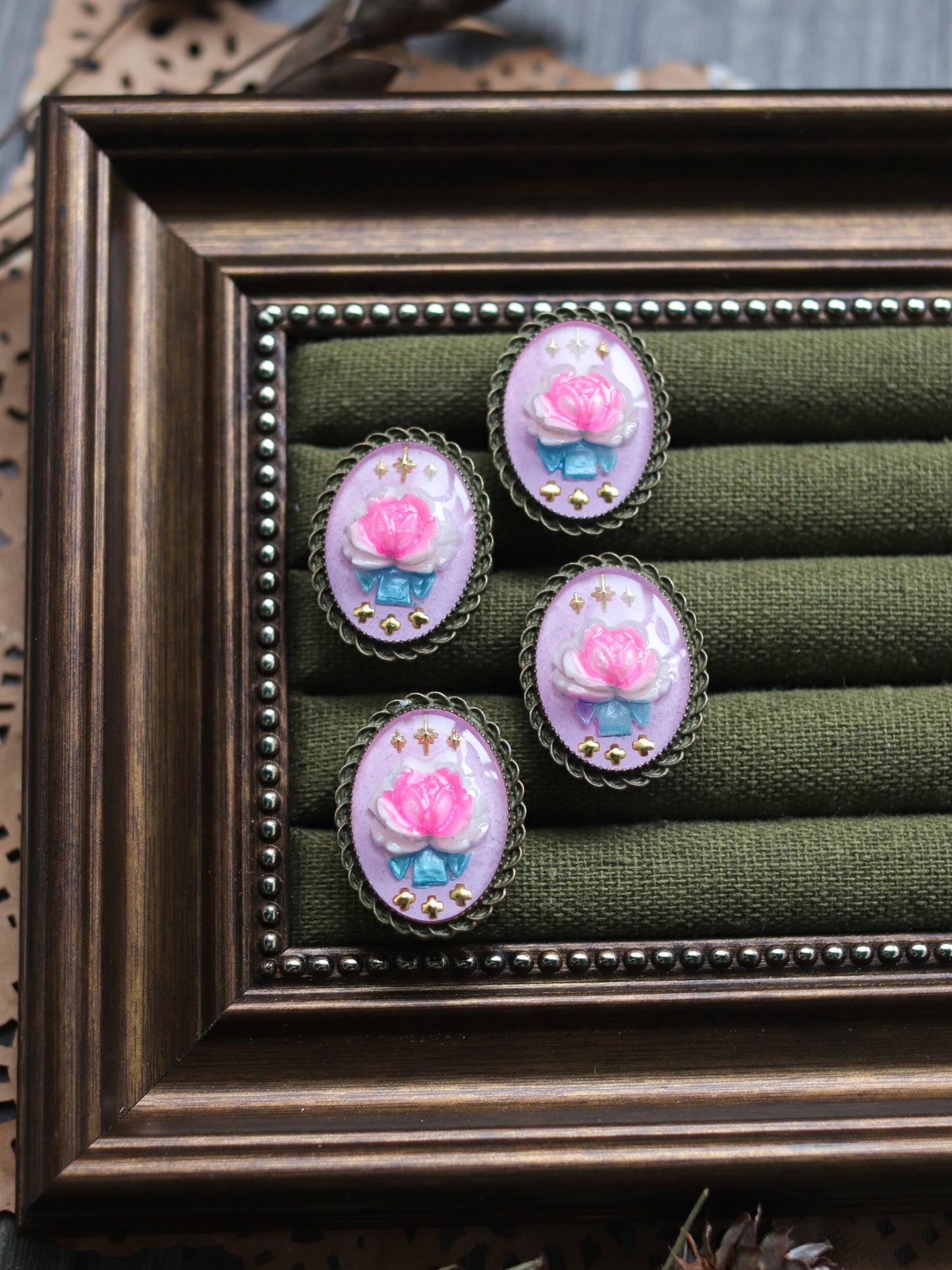 Vintage style ring - Pink Flower