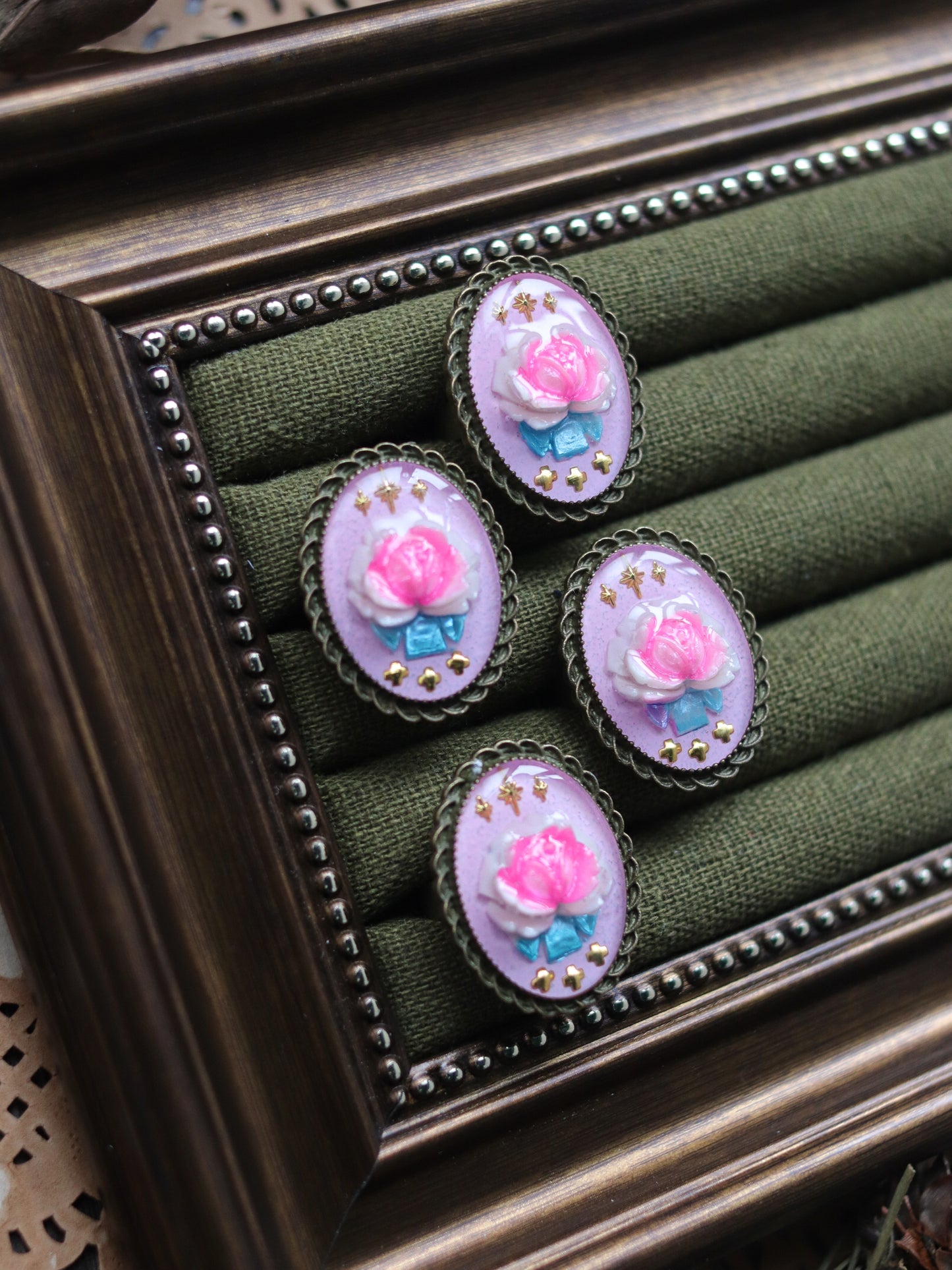 Vintage style ring - Pink Flower