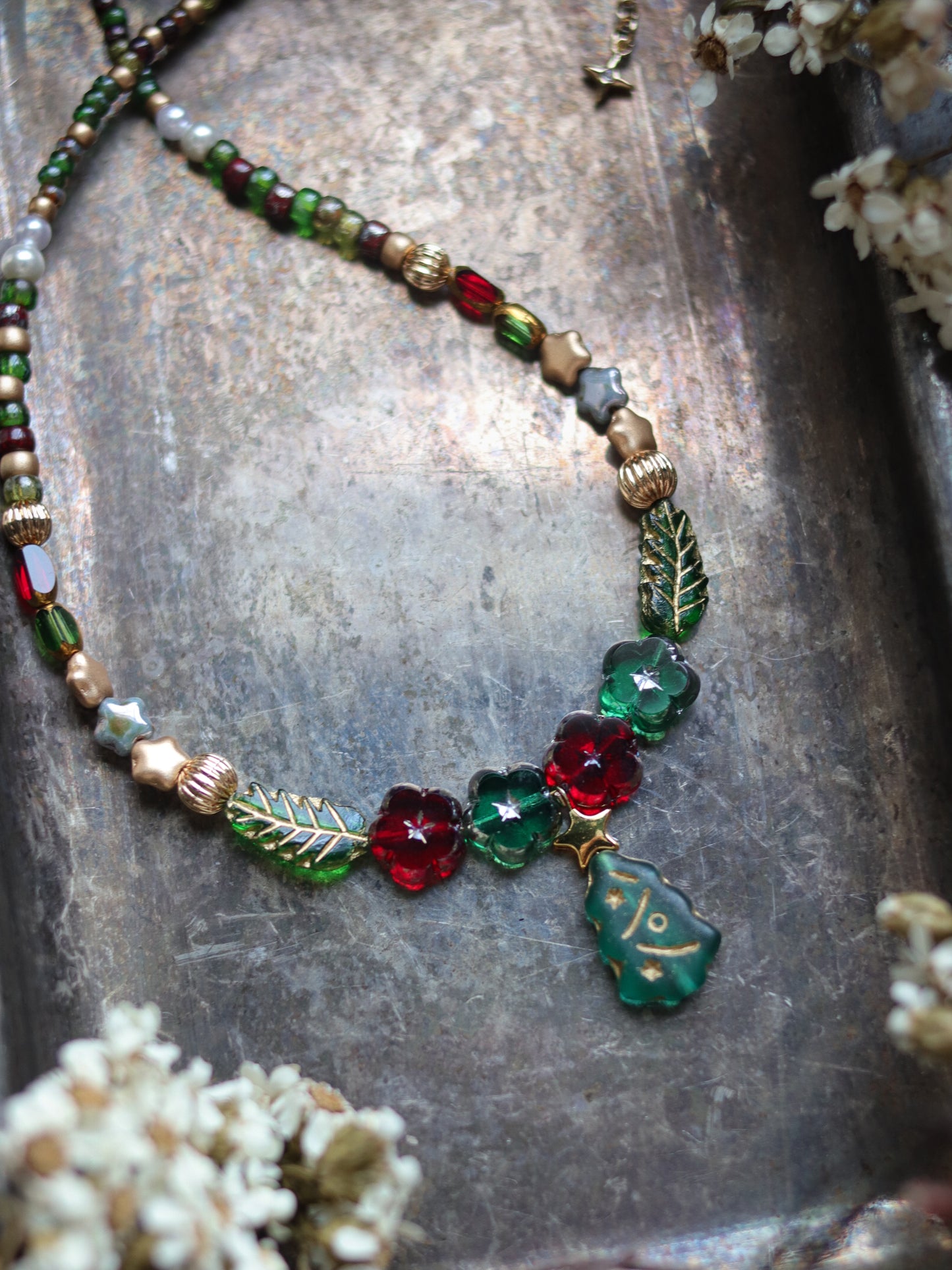 Czech glass bead - Little christmas tree