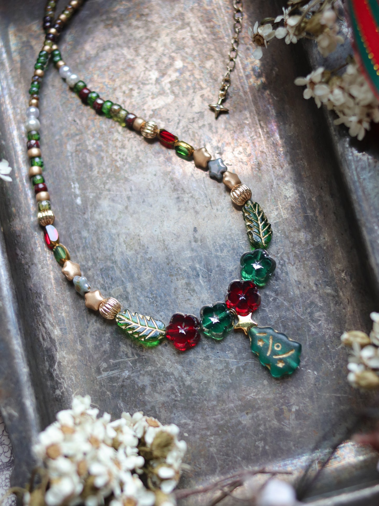 Czech glass bead - Little christmas tree