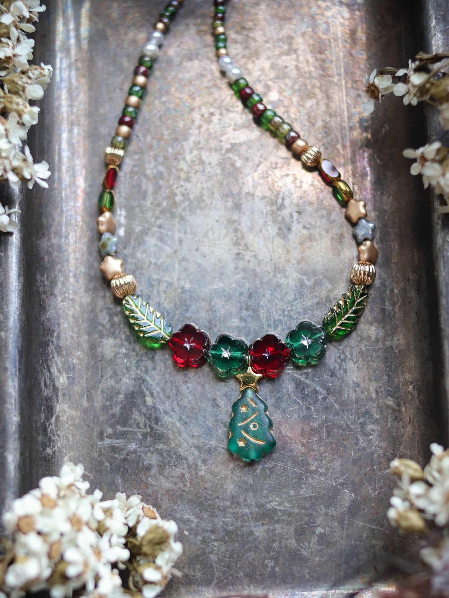 Czech glass bead - Little christmas tree