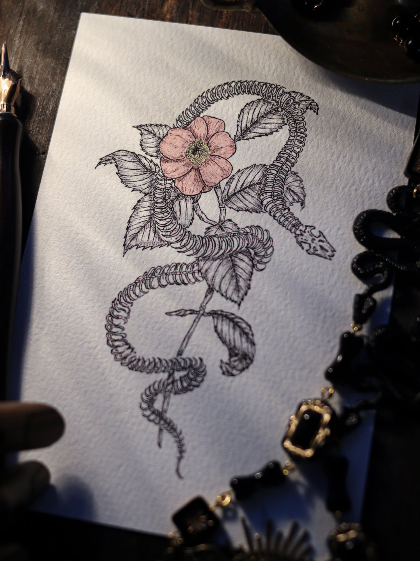 Art Print - Snake And Flower