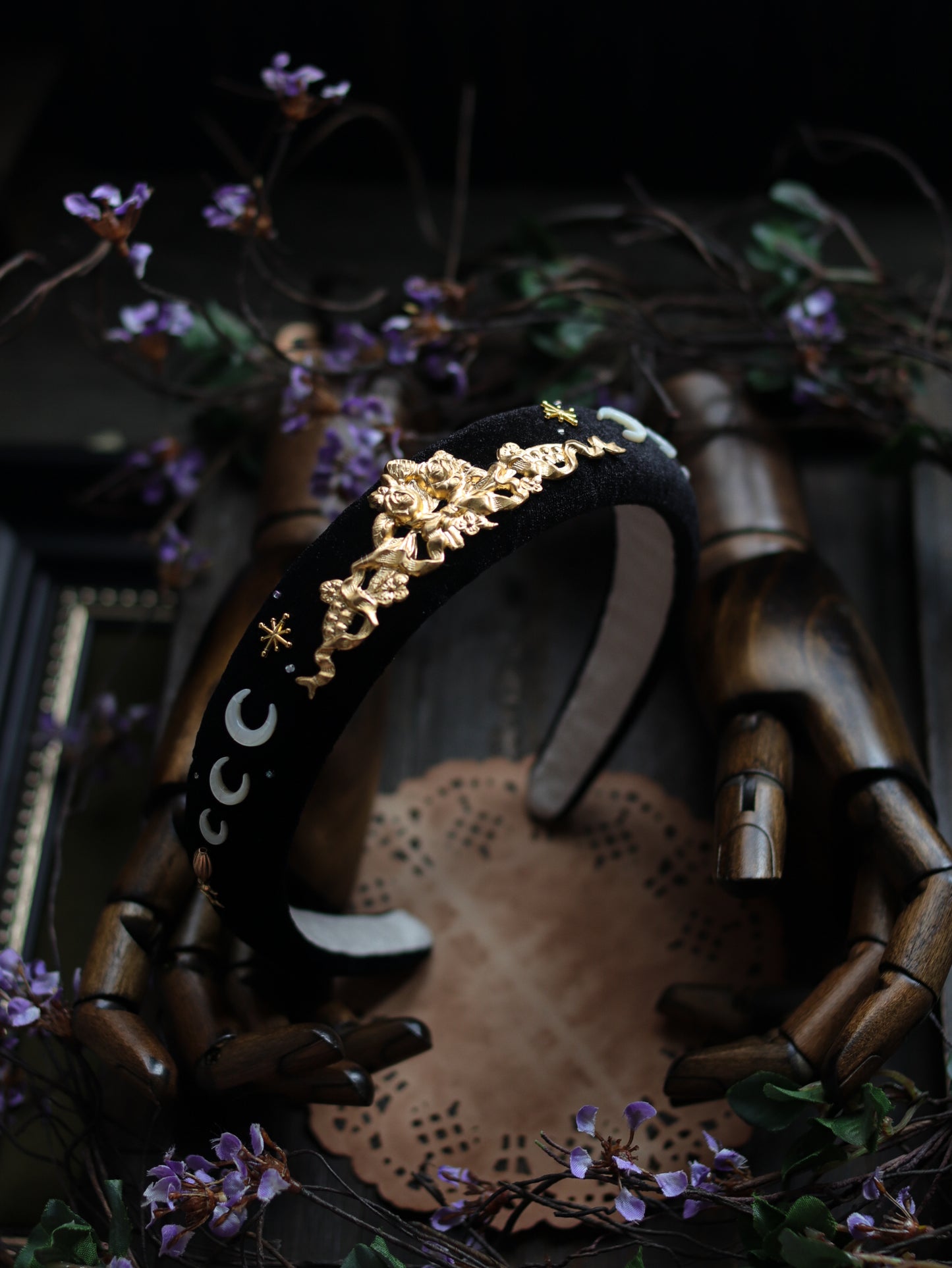 Vintage style headband - Curtain of night