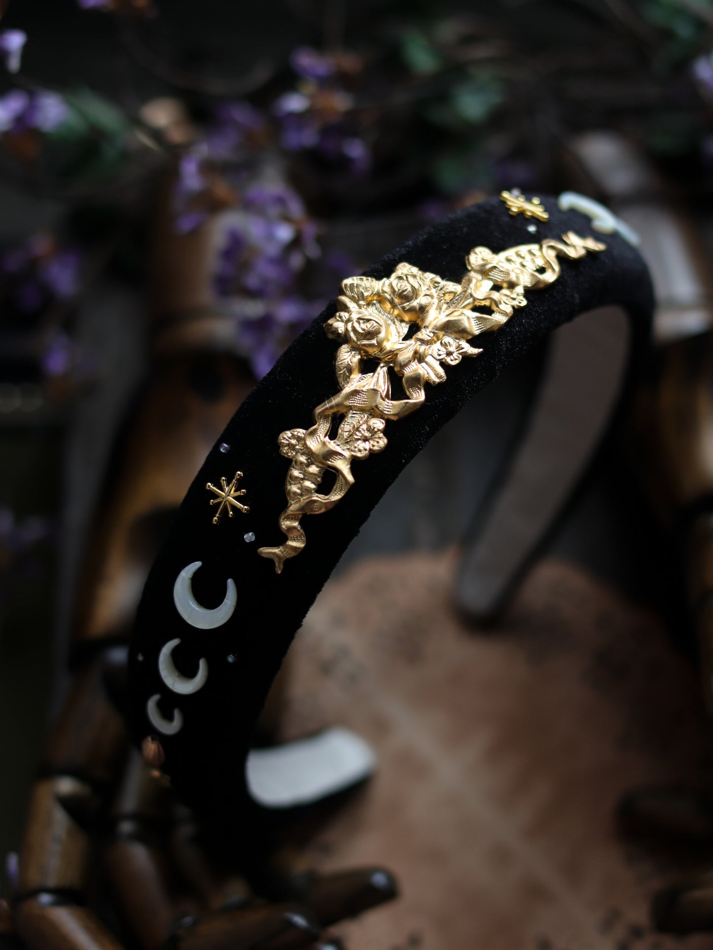Vintage style headband - Curtain of night