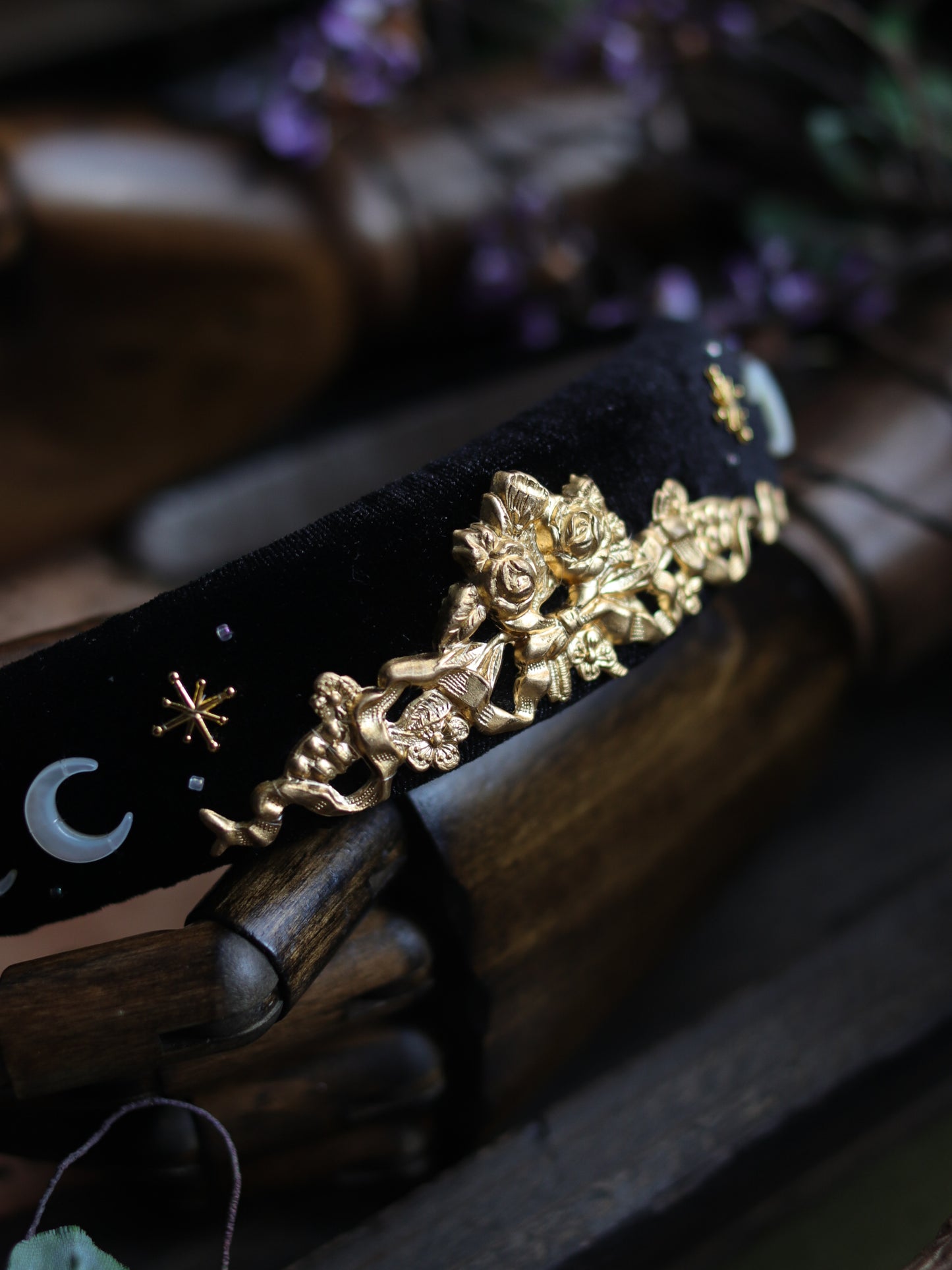 Vintage style headband - Curtain of night