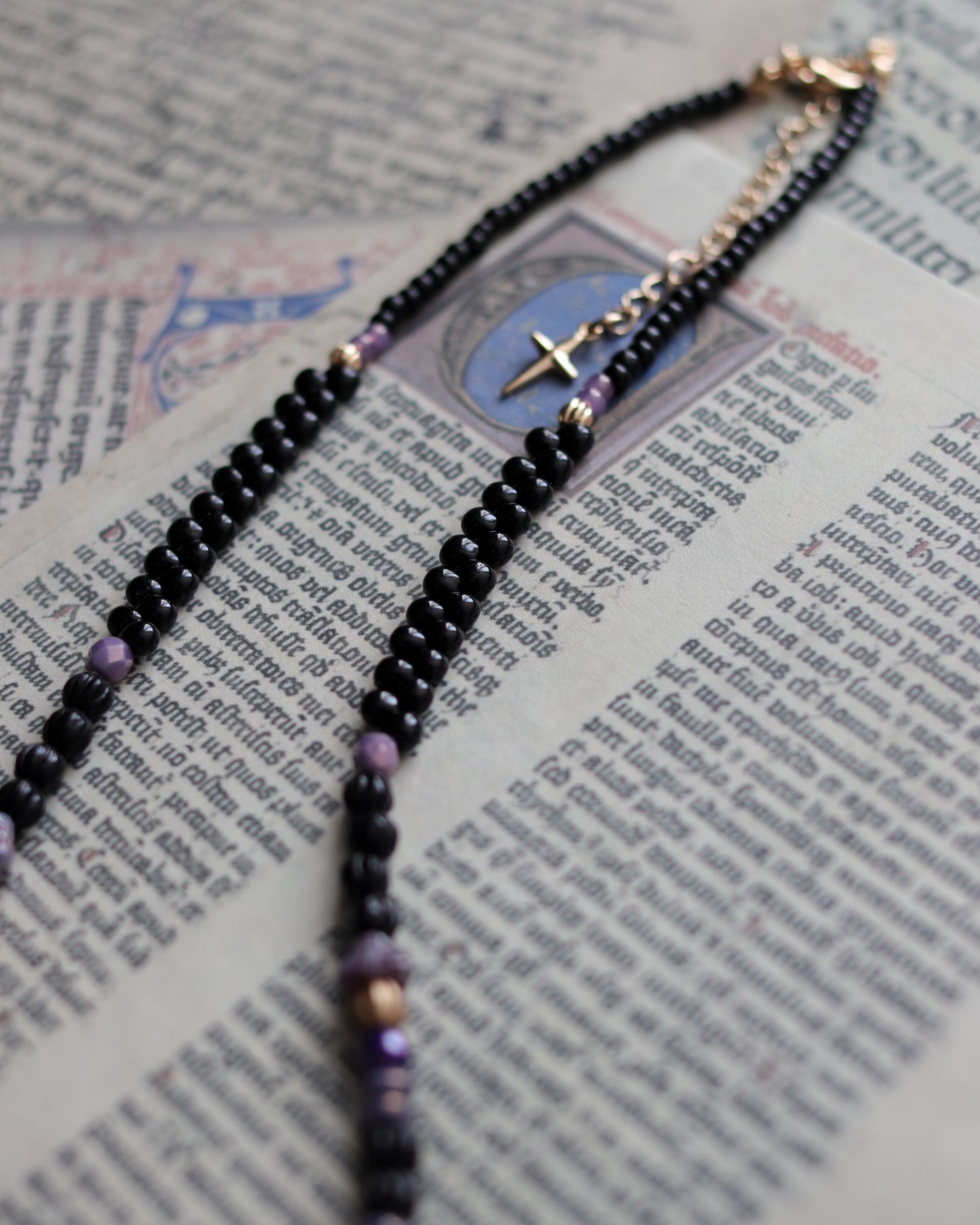 Czech glass bead necklace - Glass Cross
