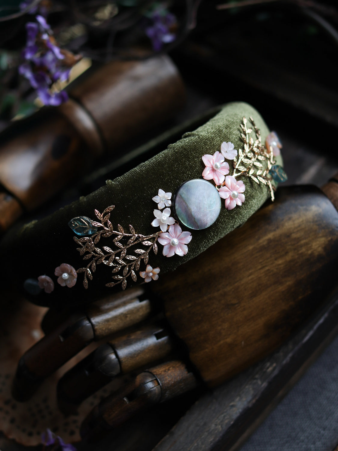 Vintage style headband - Moon Night Sakura