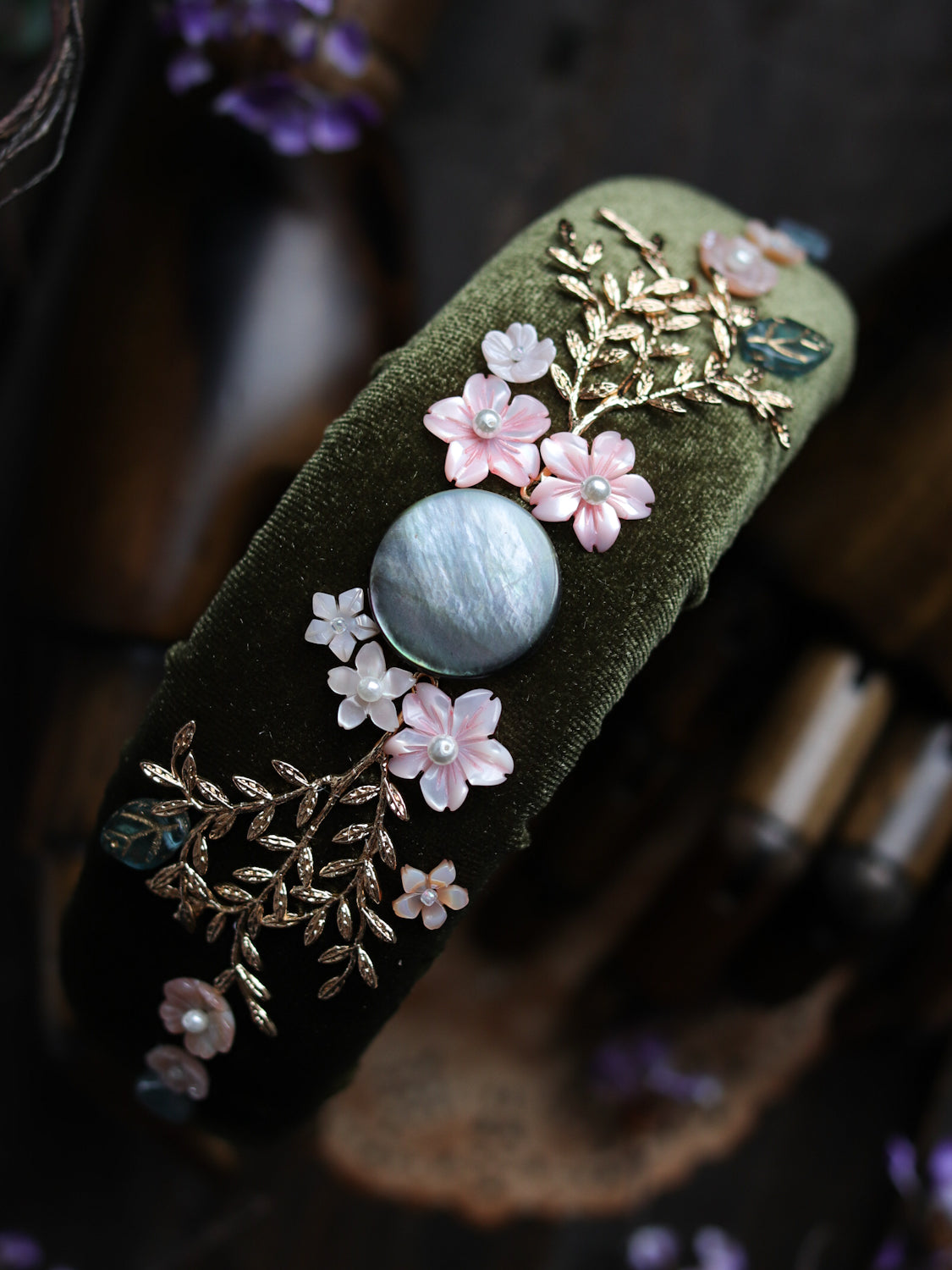 Vintage style headband - Moon Night Sakura