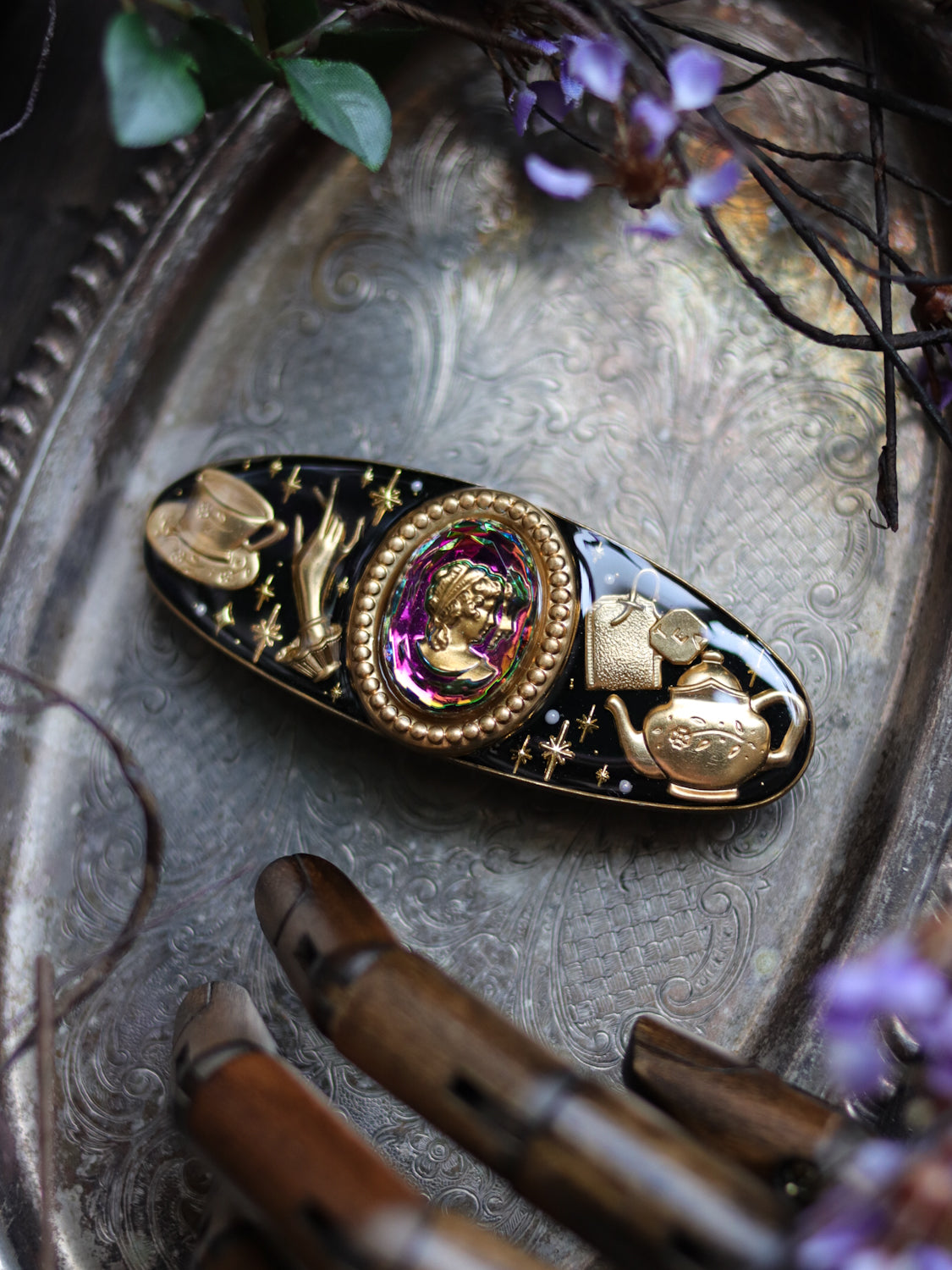Vintage style hair clip - Lady Tea Time