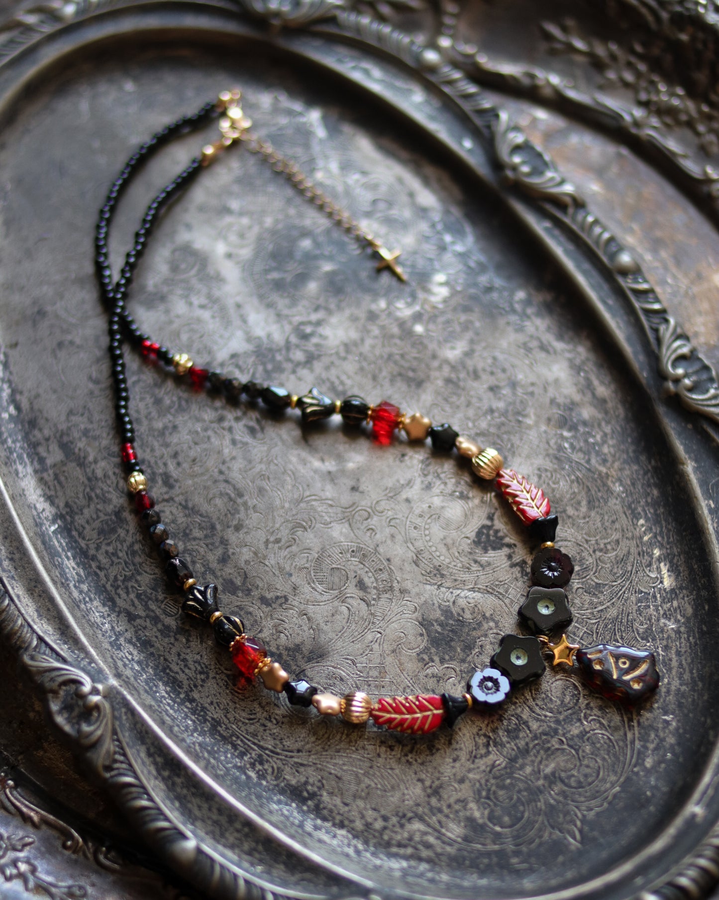 Czech glass bead necklace - Christmas tree