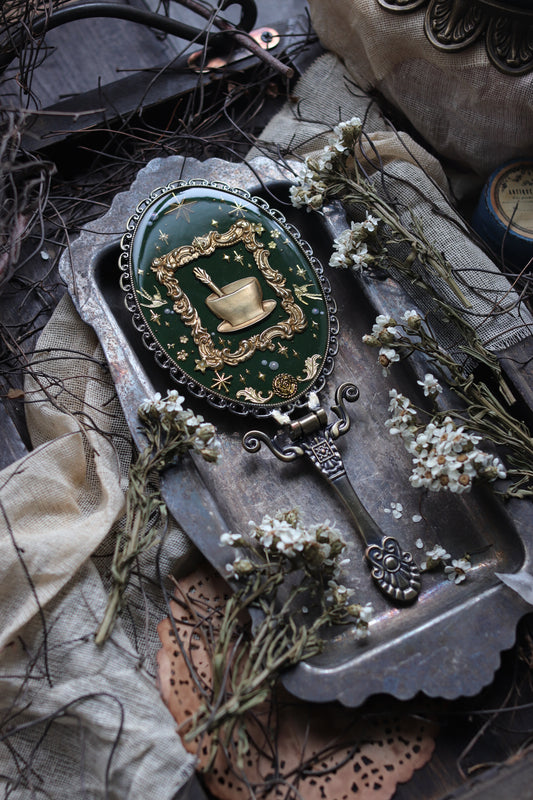 Vintage style hand mirror - Forest tea party
