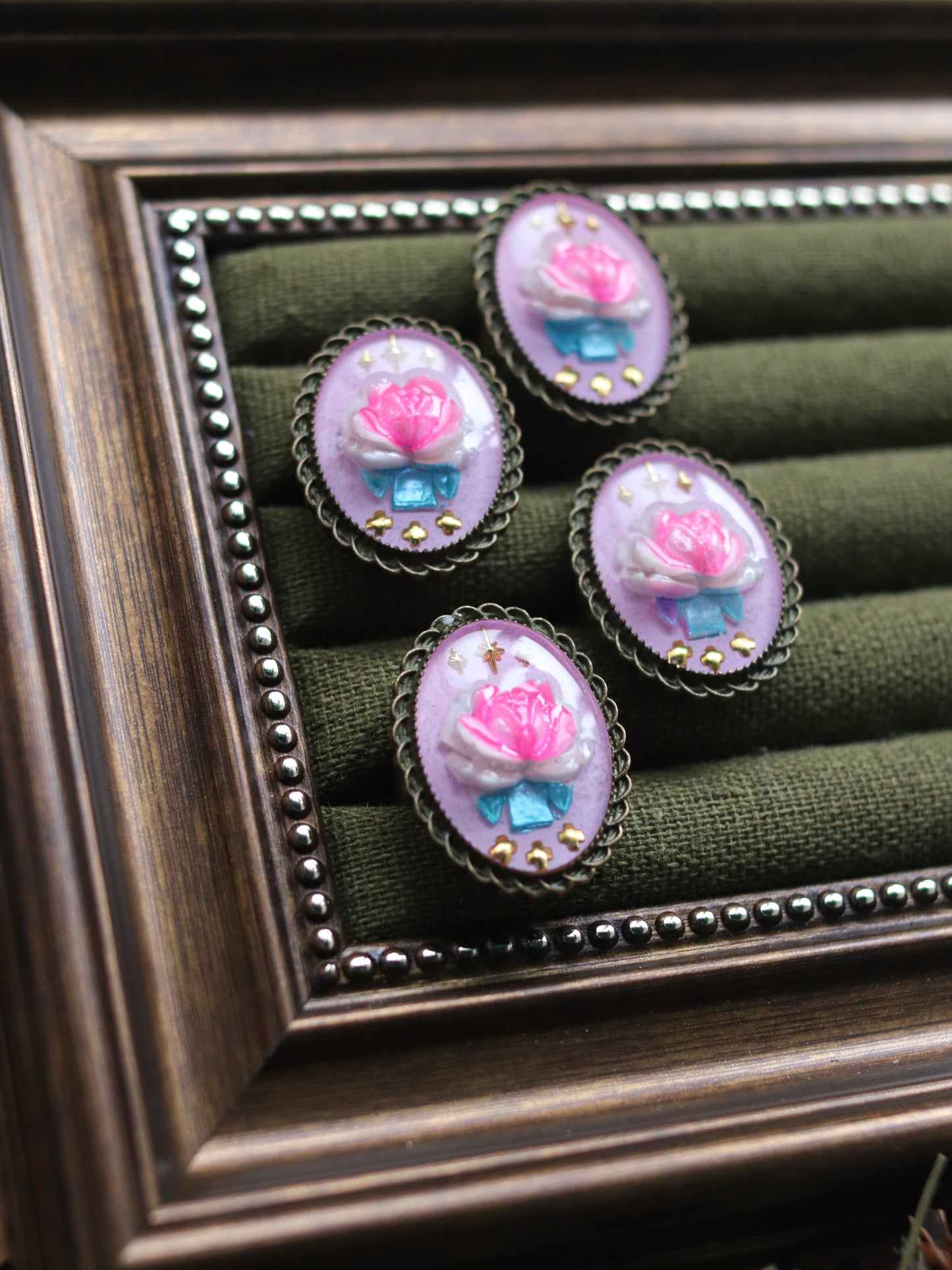Vintage style ring - Pink Flower