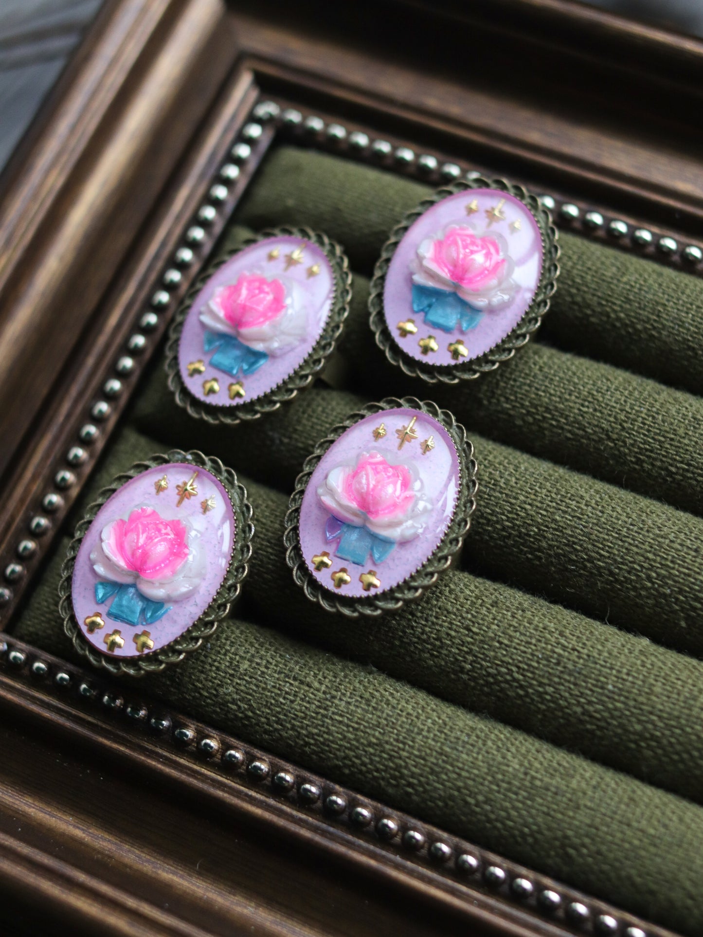 Vintage style ring - Pink Flower