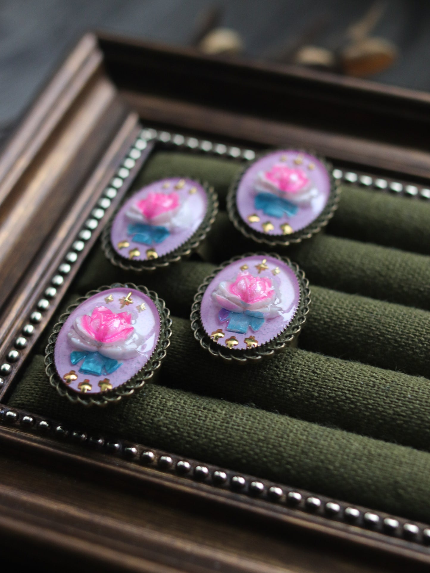 Vintage style ring - Pink Flower