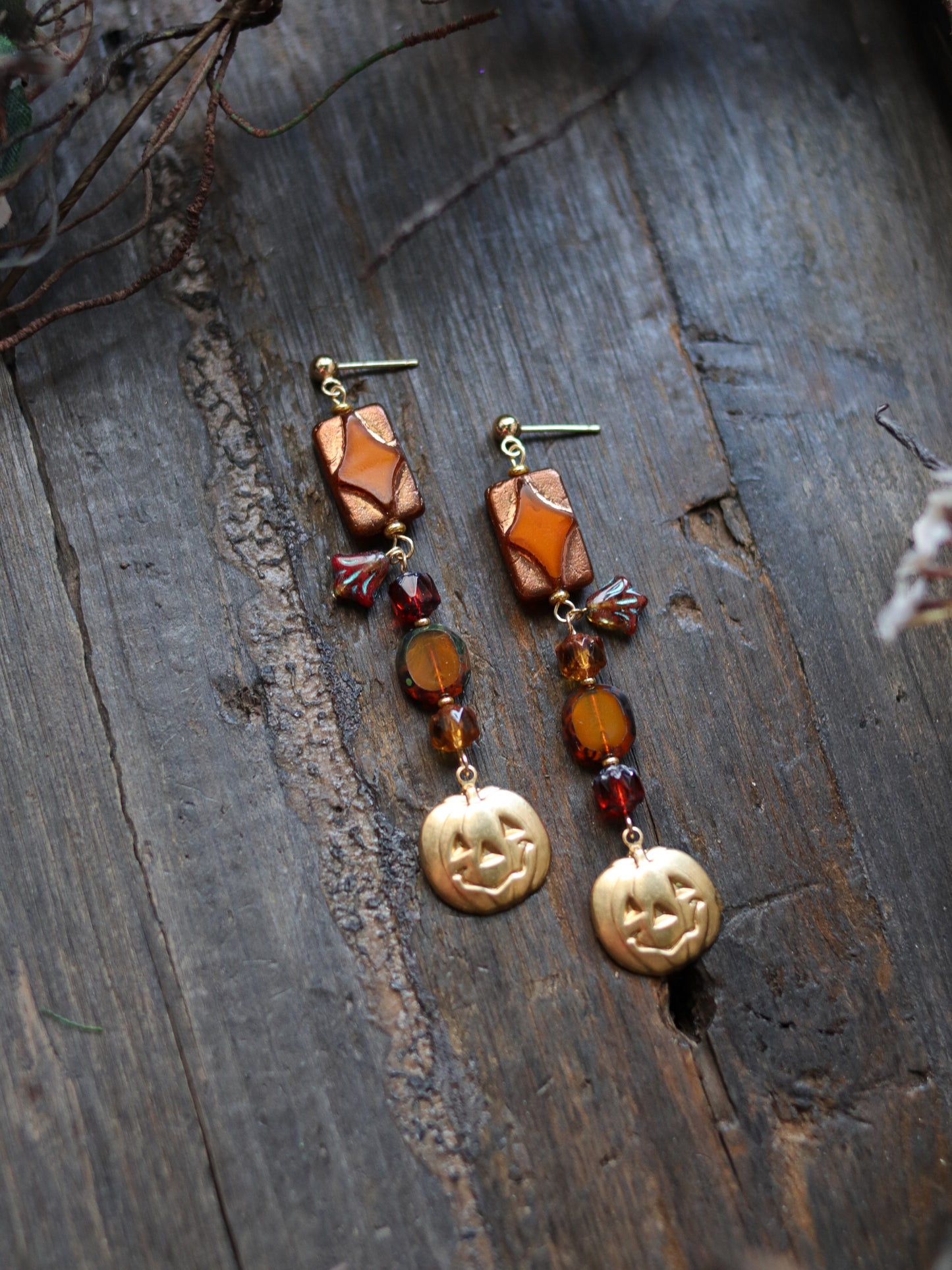 Vintage style earrings - Pumpkin