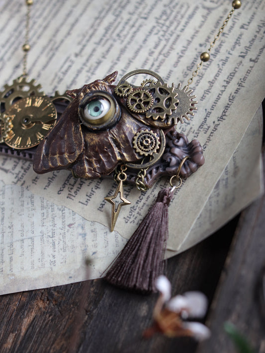 Vintage style necklace - Mechanical moth