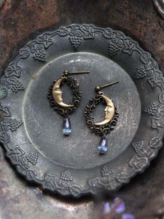 Vintage style earrings - Twin Moon Shizuku