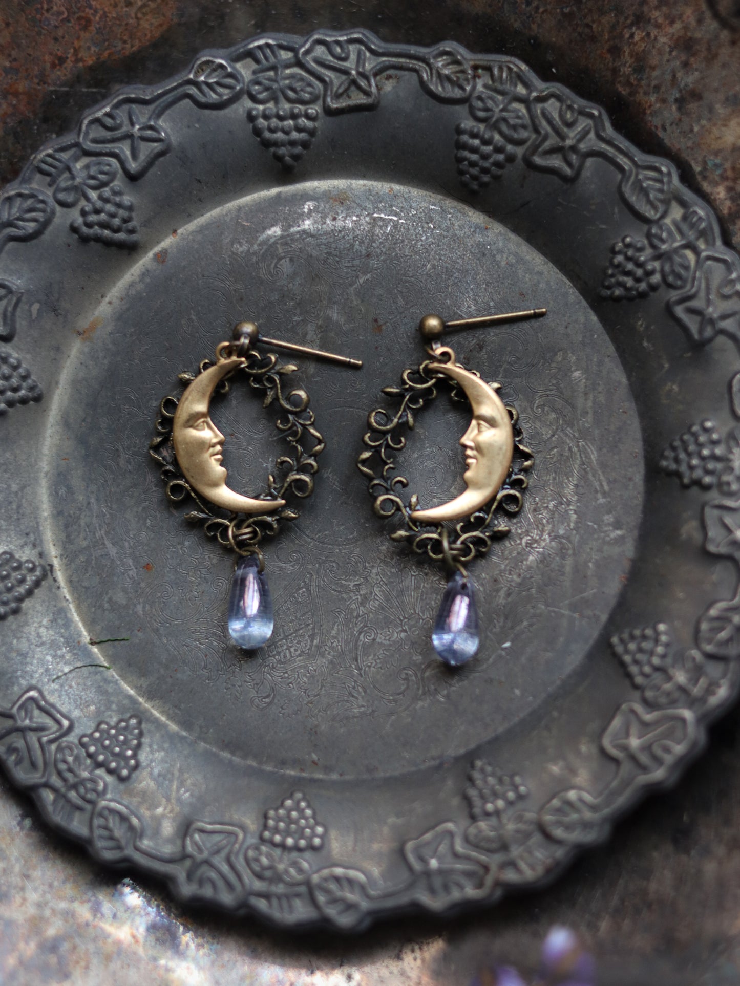 Vintage style earrings - Twin Moon Shizuku