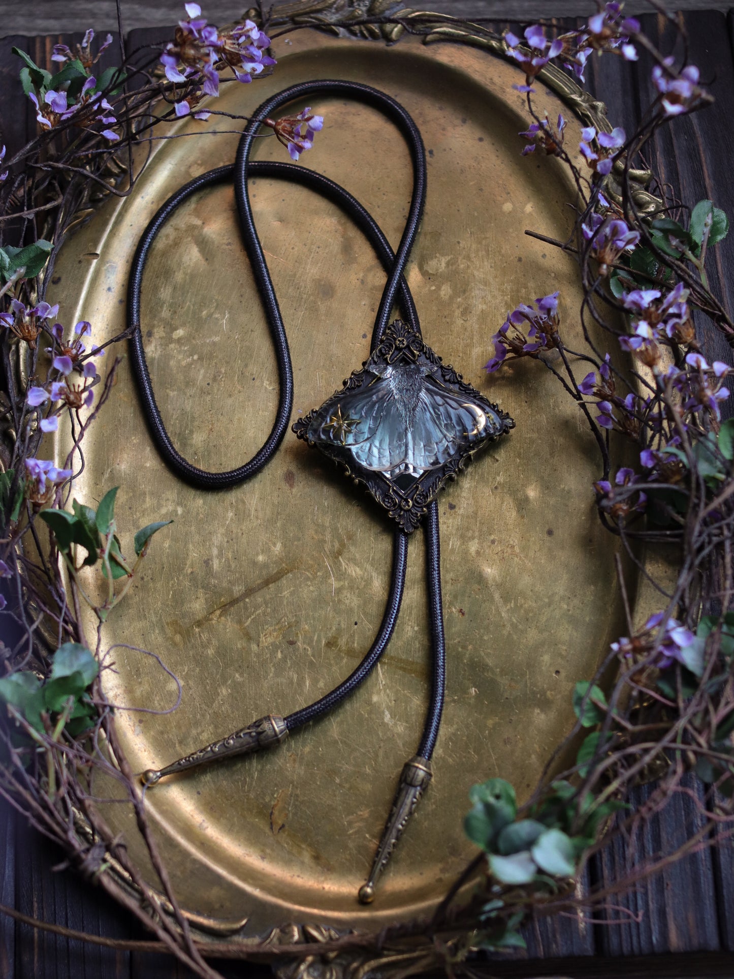 Vintage style bolo tie - Mirror starry night