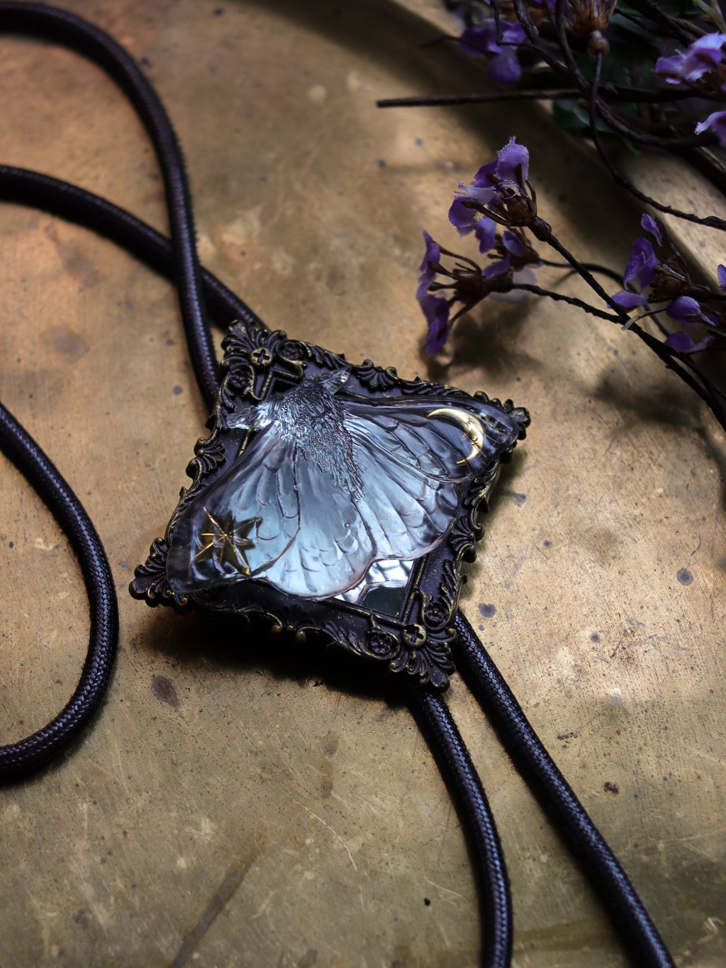 Vintage style bolo tie - Mirror starry night