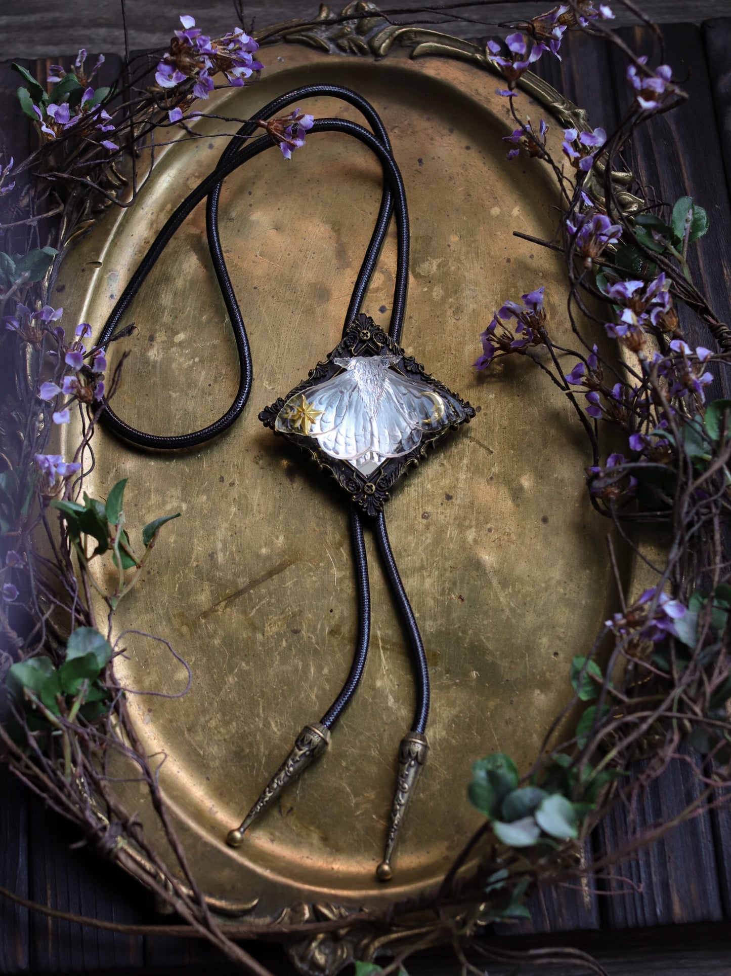 Vintage style bolo tie - Mirror starry night