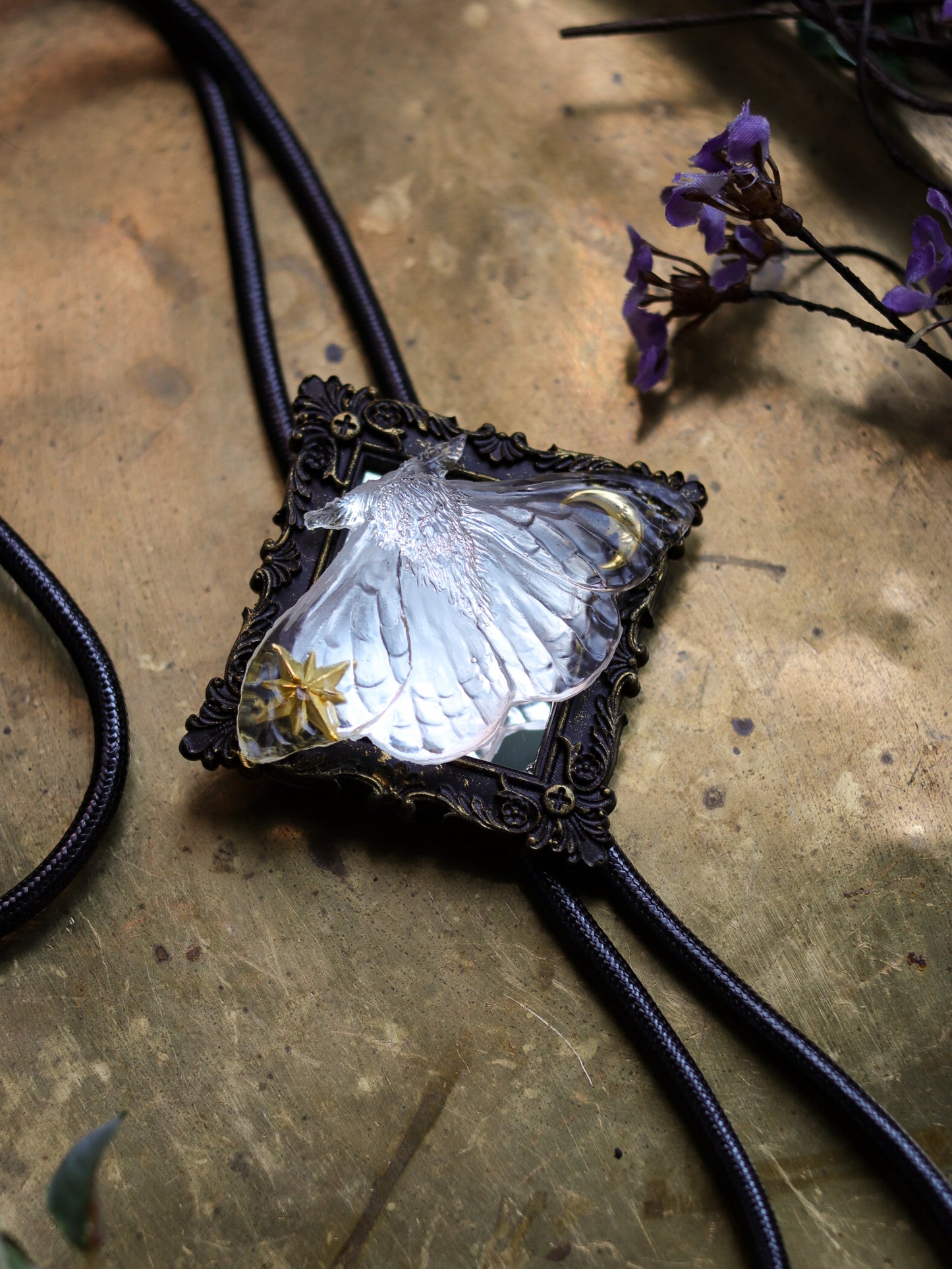 Vintage style bolo tie - Mirror starry night