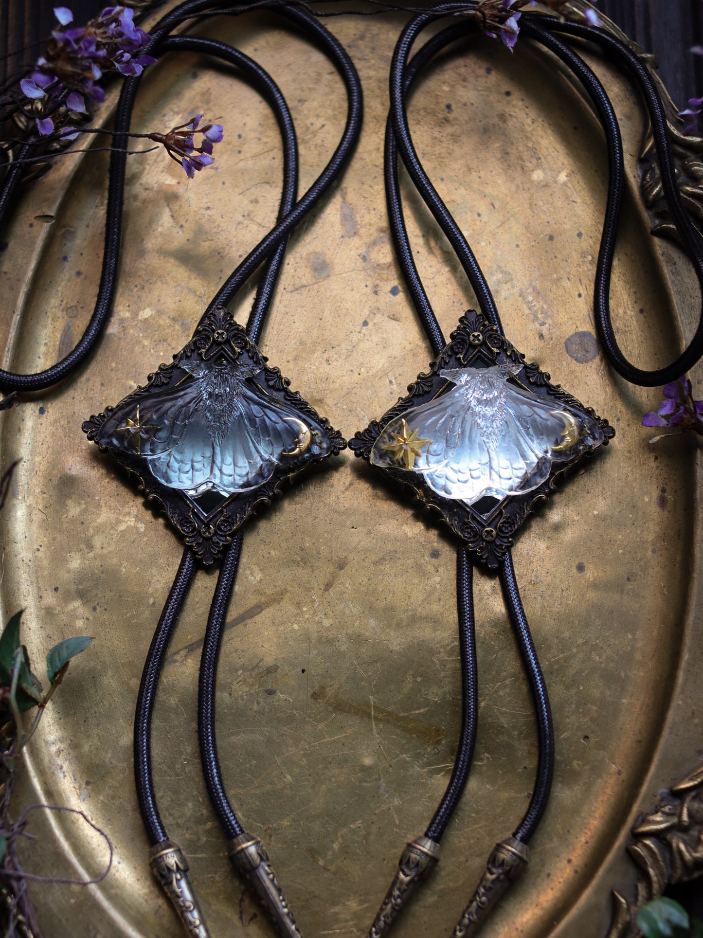 Vintage style bolo tie - Mirror starry night