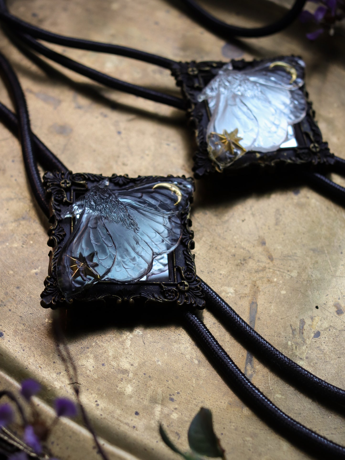 Vintage style bolo tie - Mirror starry night