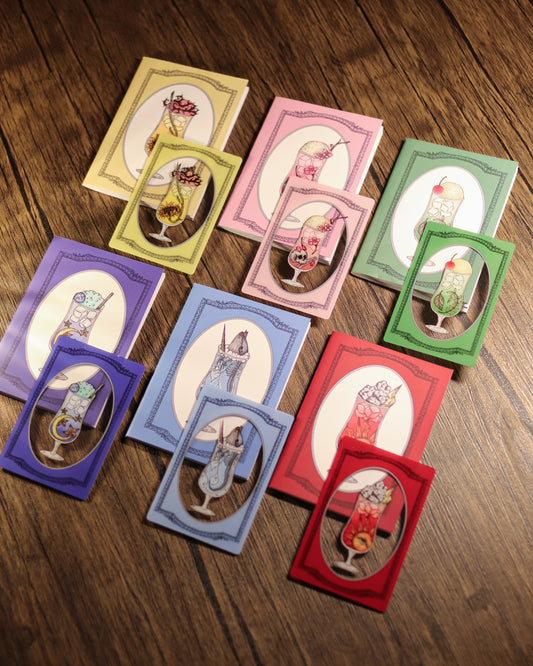 Retro-style tea and coffee shop - mini notebook card set