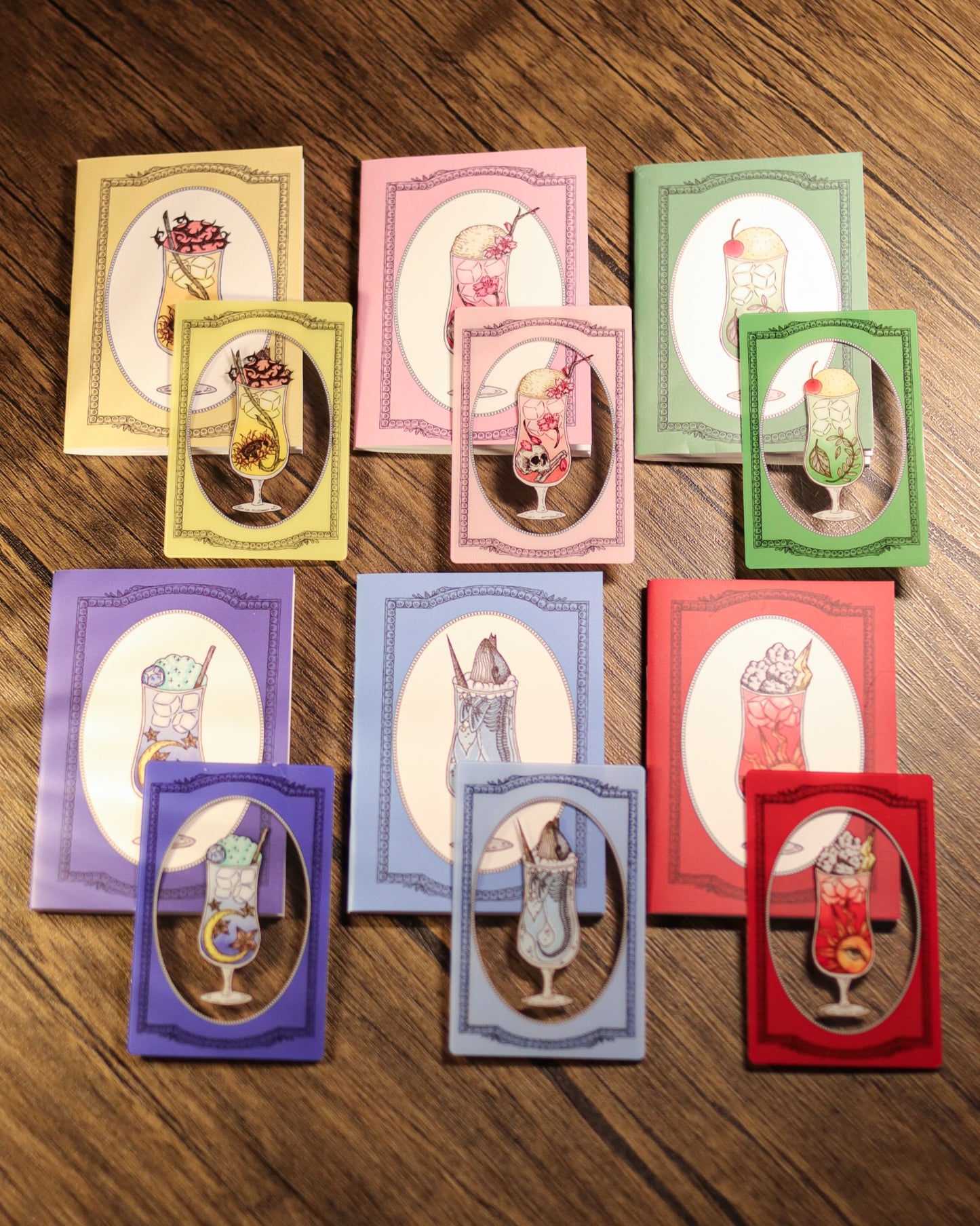 Retro-style tea and coffee shop - mini notebook card set