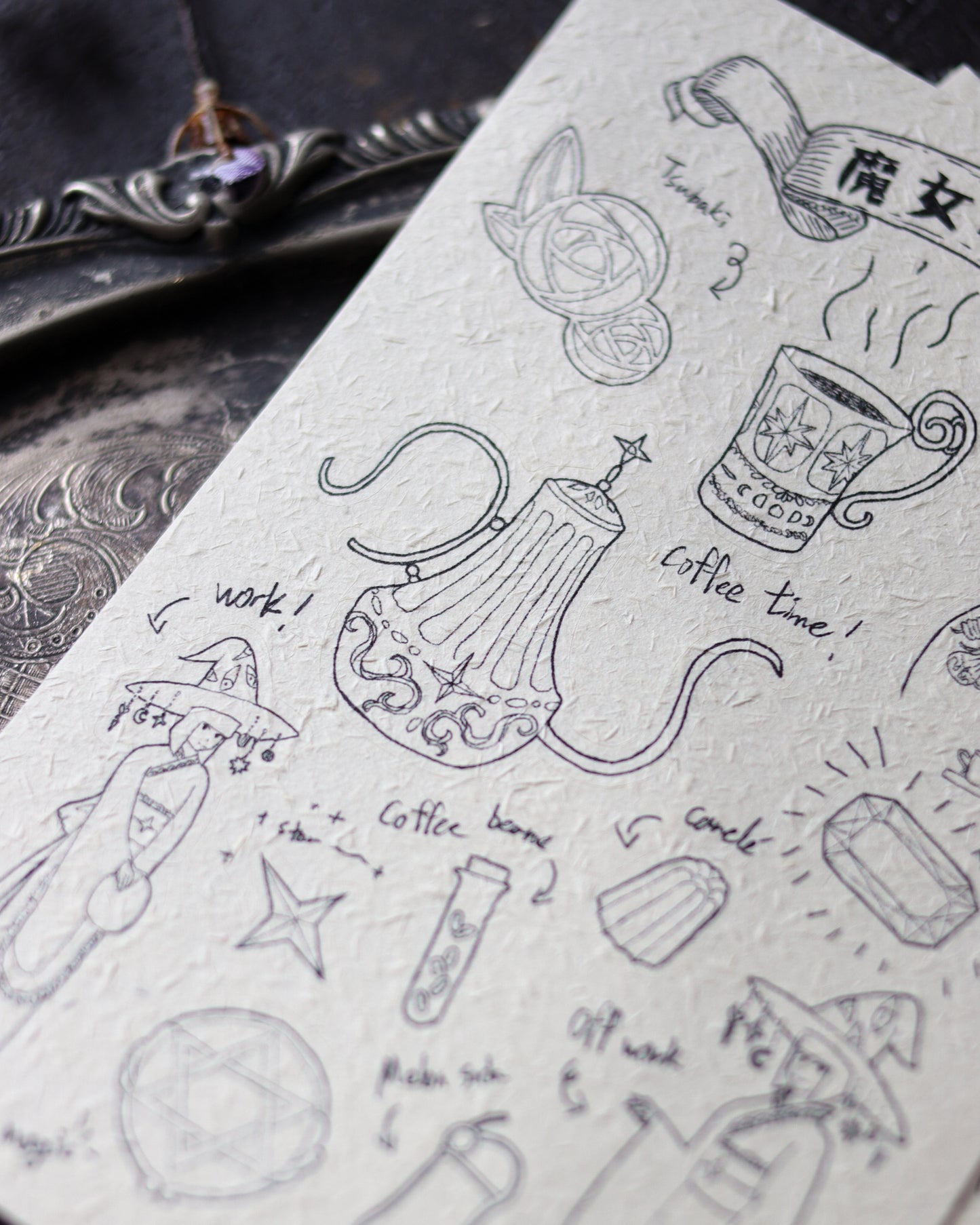 Original Drawing Sticker - Witch coffee shop