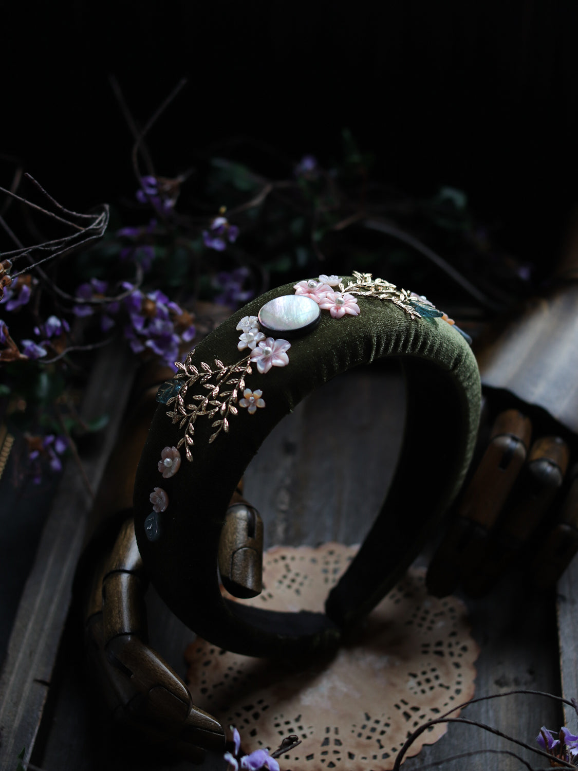 Vintage style headband - Moon Night Sakura