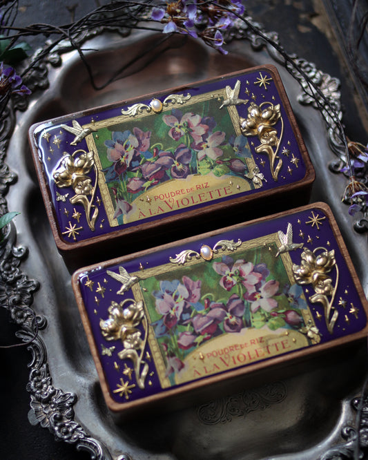 Vintage style walnut jewelry box - Violette