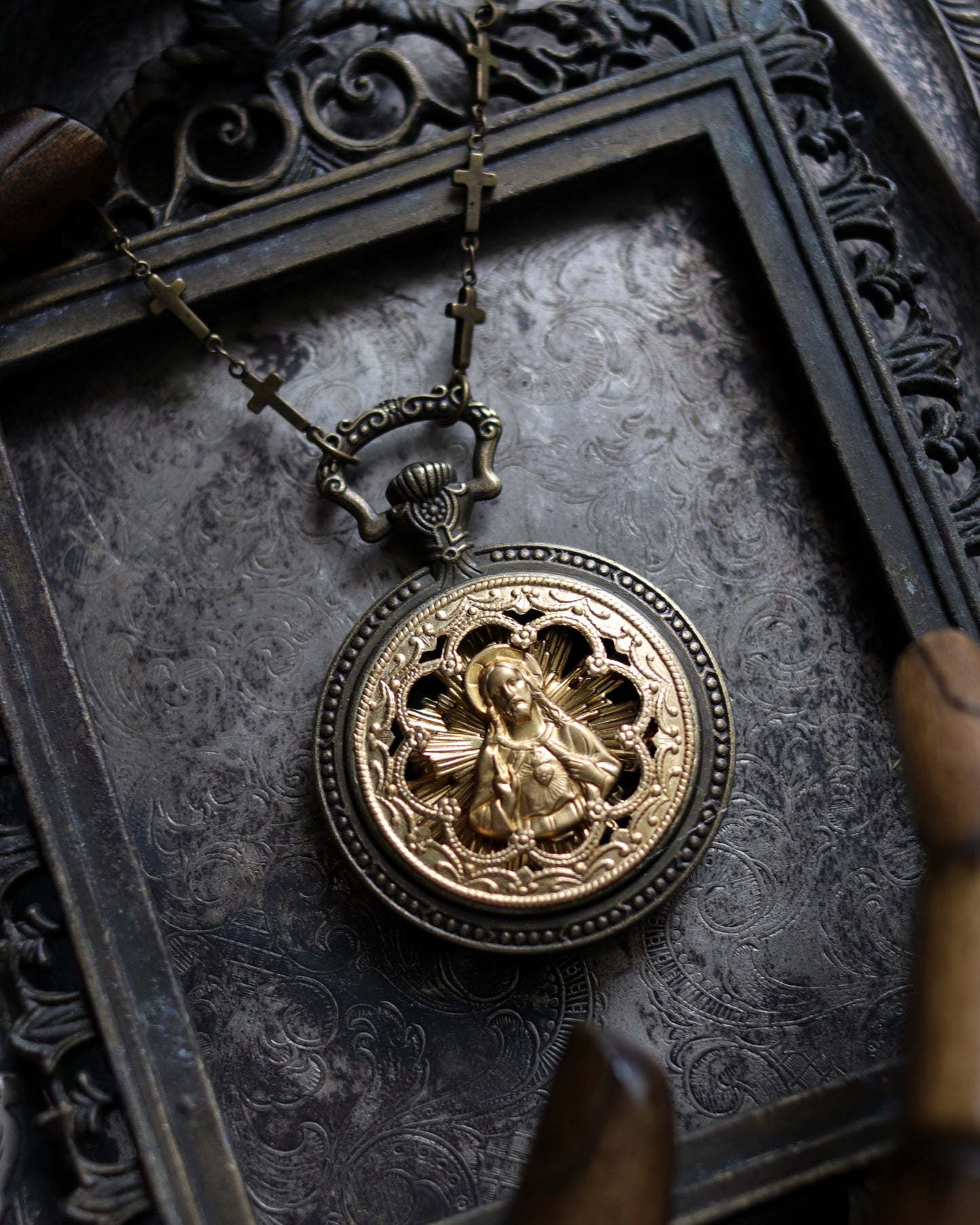 Vintage style necklace - Stained Glass Window Faith-Son of God