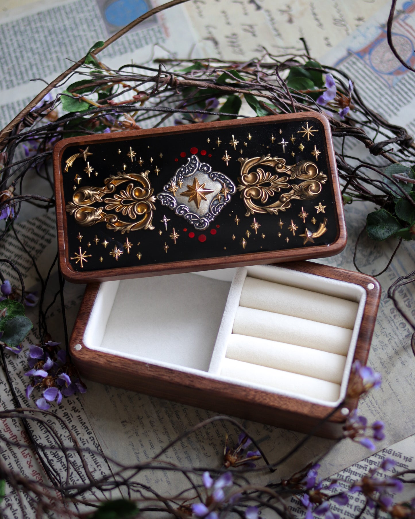 Walnut jewelry box - Starry night fantasy 胡桃木首飾盒 - 星夜幻想曲
