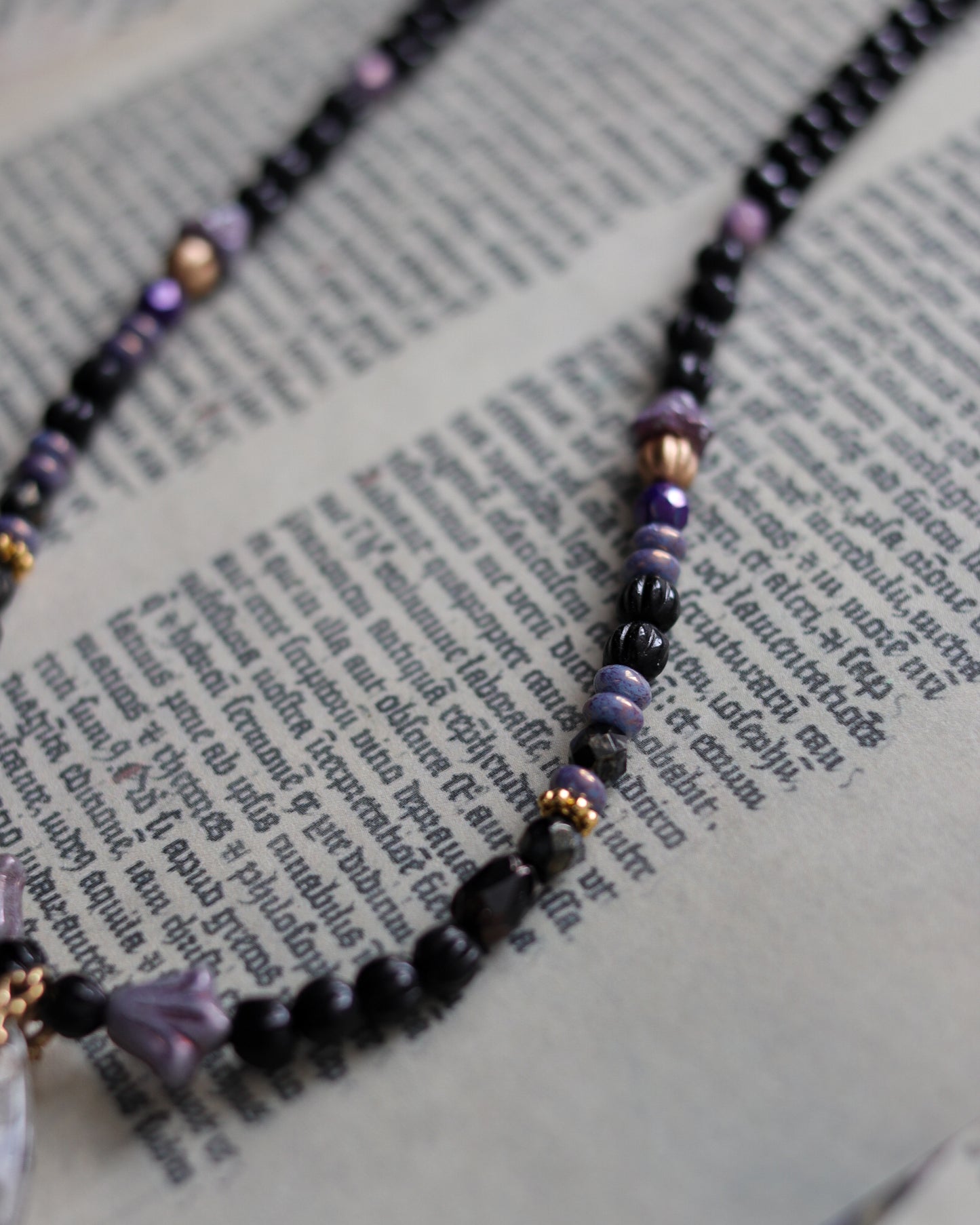 Czech glass bead necklace - Glass Cross