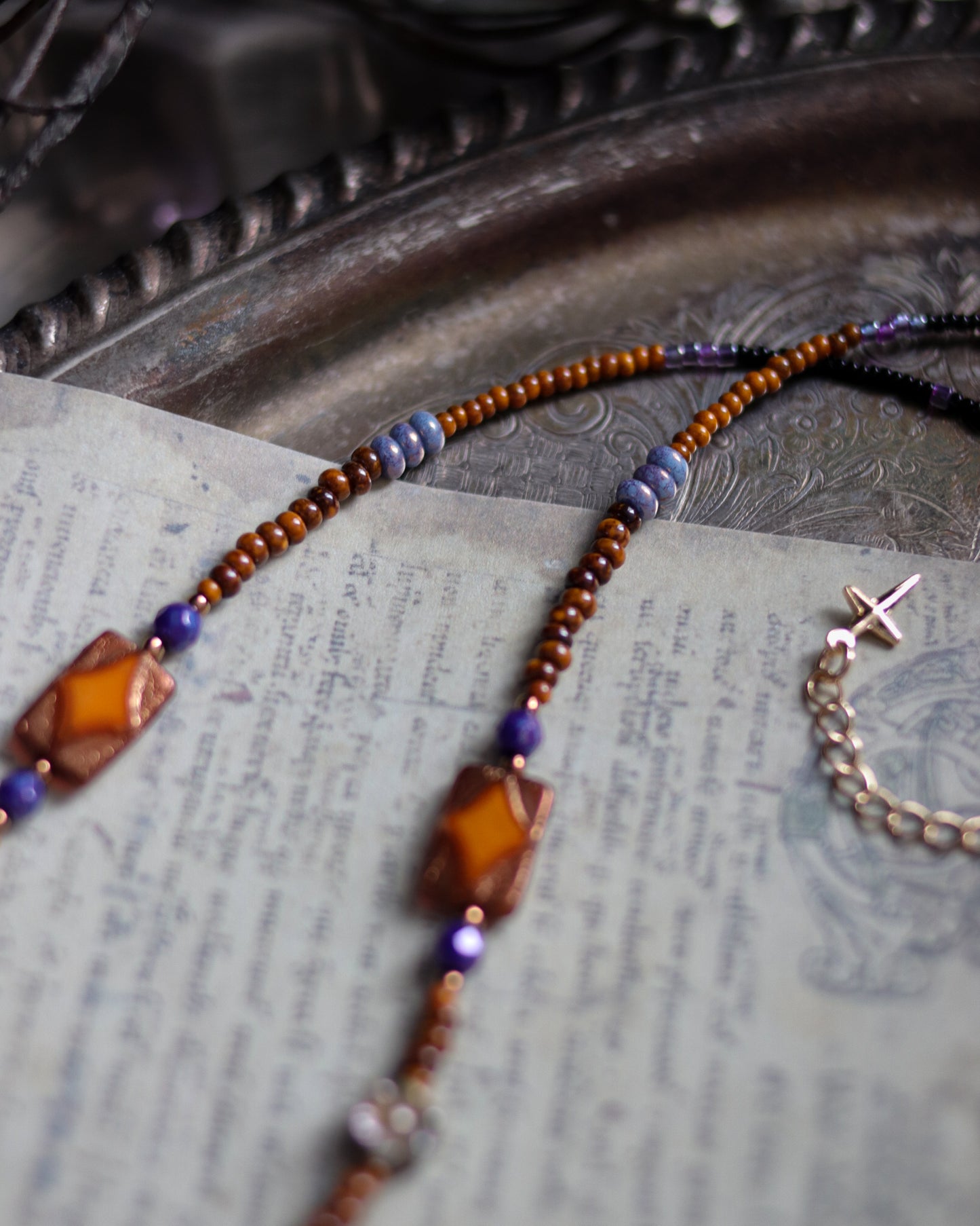 Czech glass bead necklace - Pumpkin Ghost