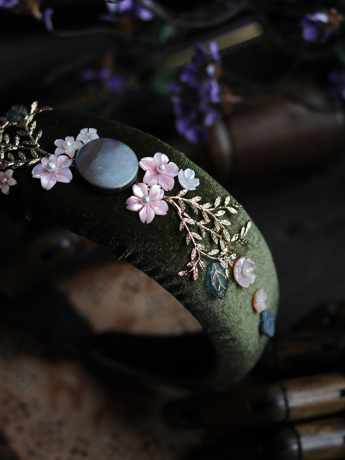 Vintage style headband - Moon Night Sakura