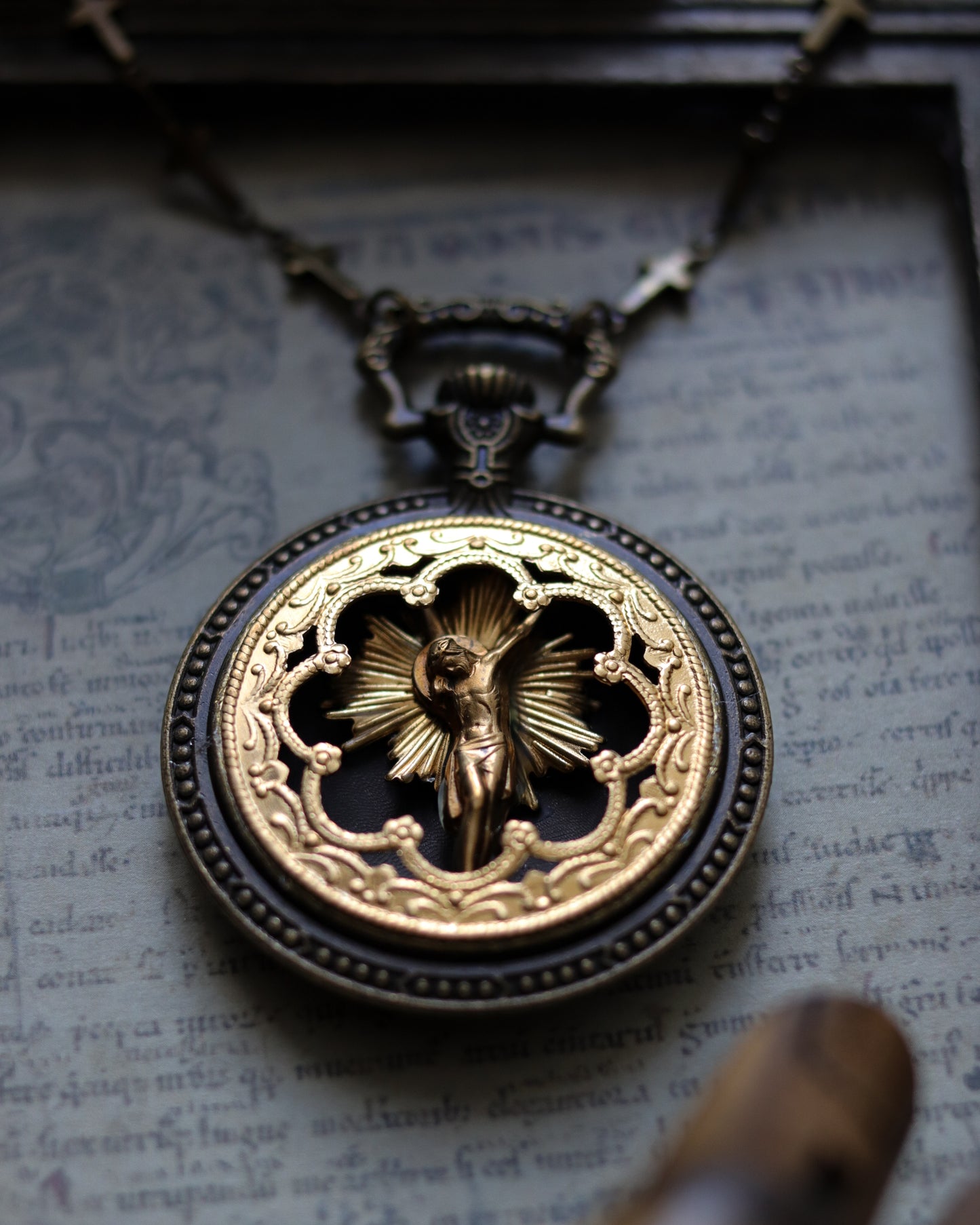 Vintage style necklace - Stained Glass Window Faith-Sacrifice