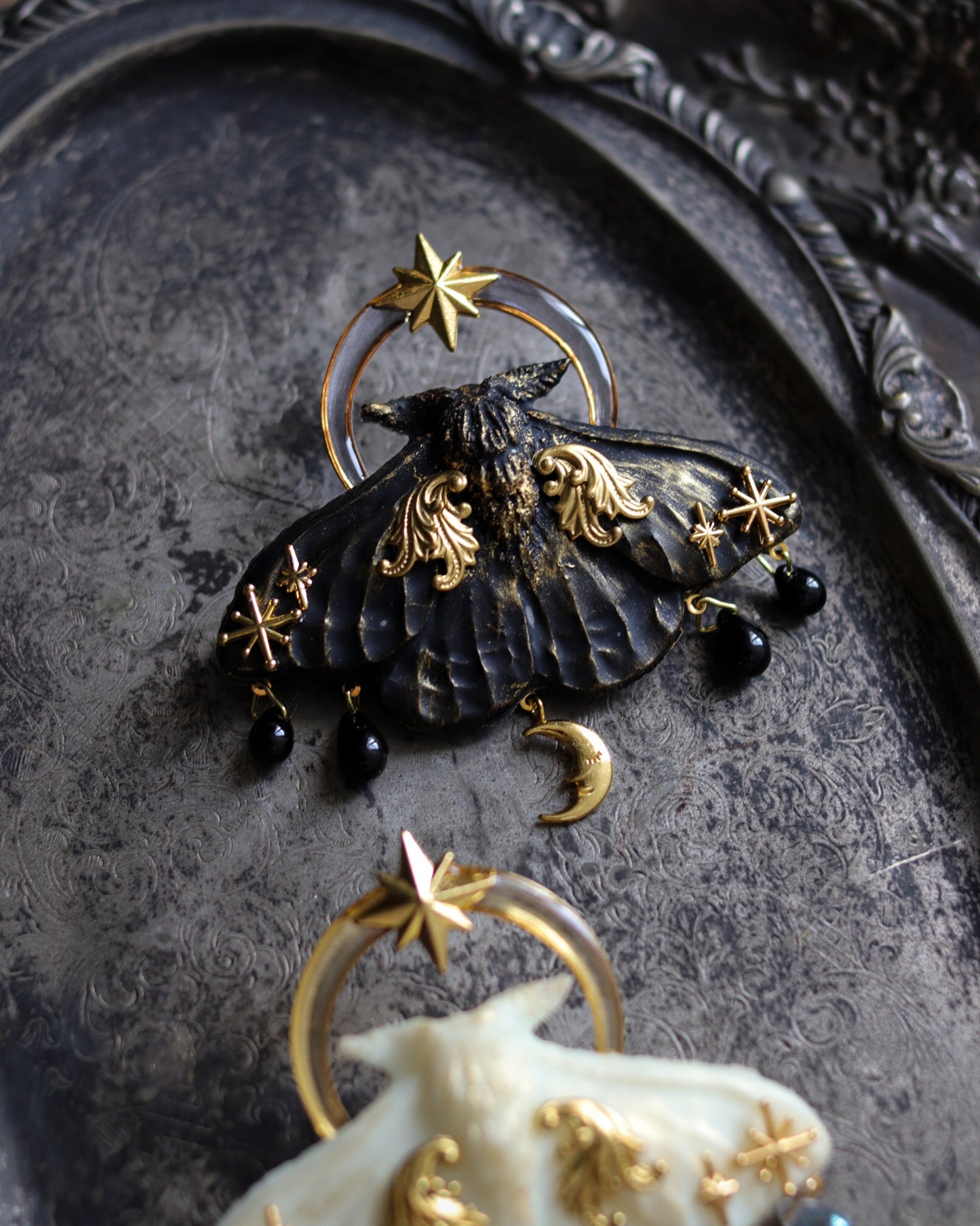 Vintage style brooch - Dawn of Birth, Night of Rest