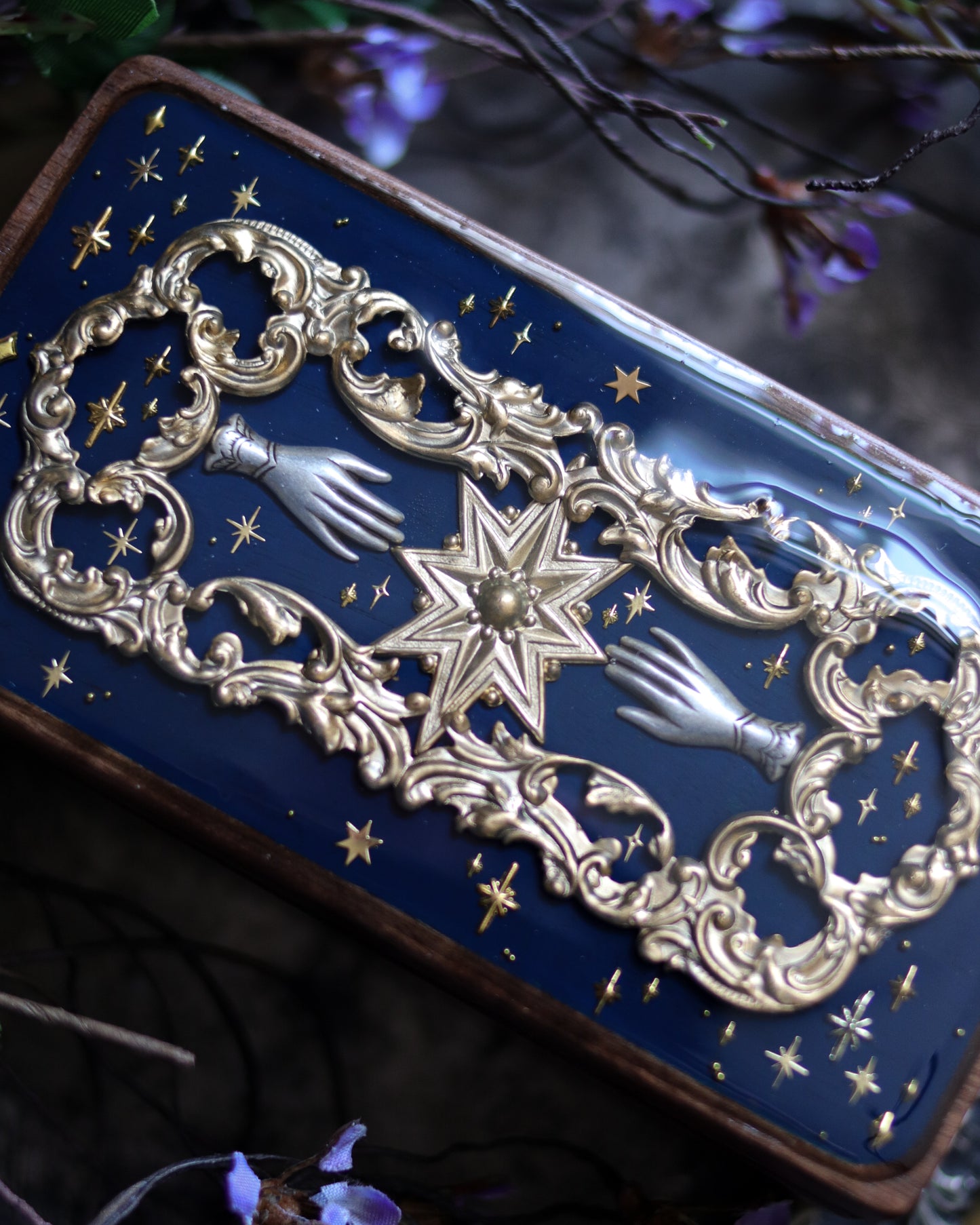 Vintage style walnut jewelry box - Catch the Starlight