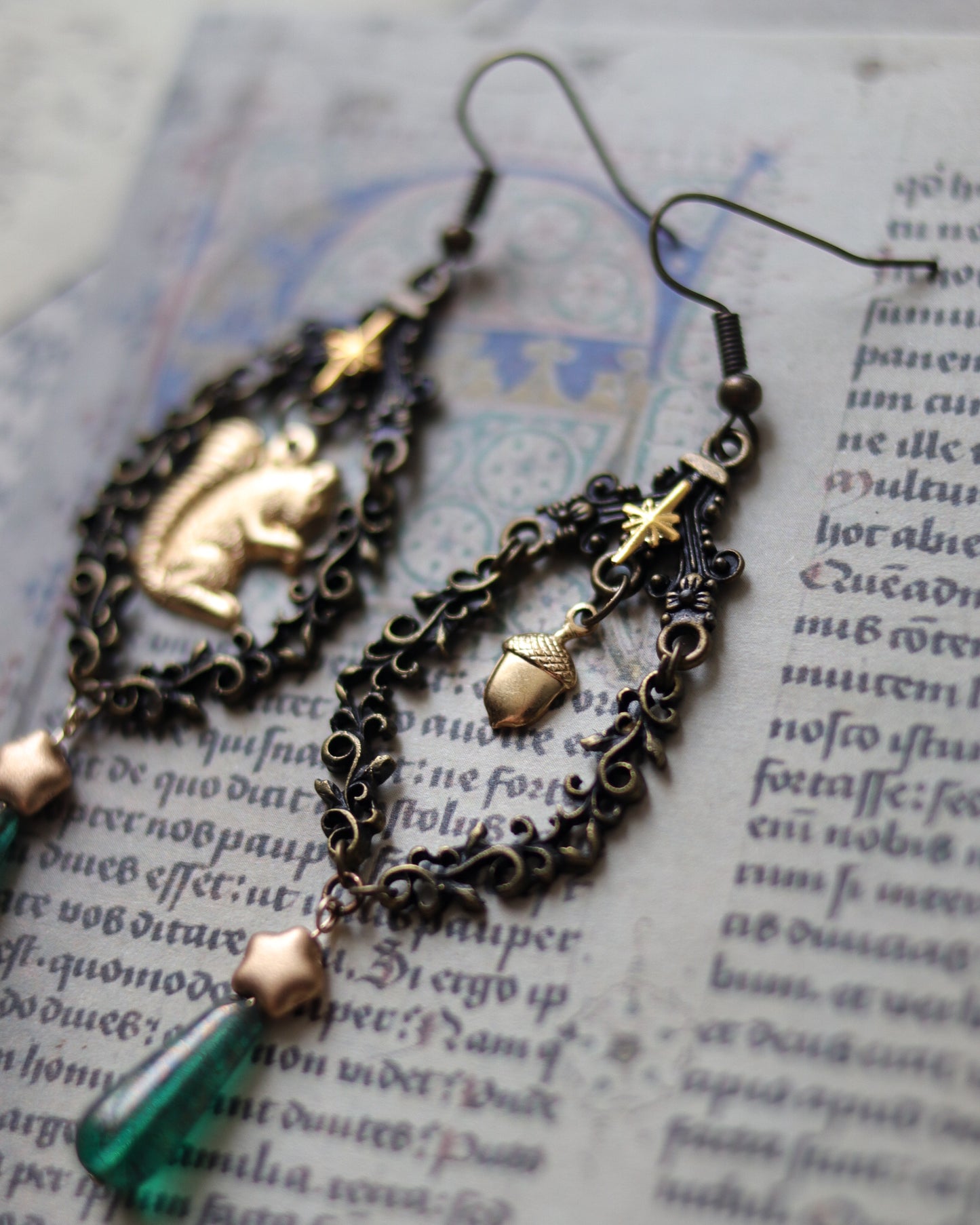 Vintage style earrings - Acorns and Squirrels