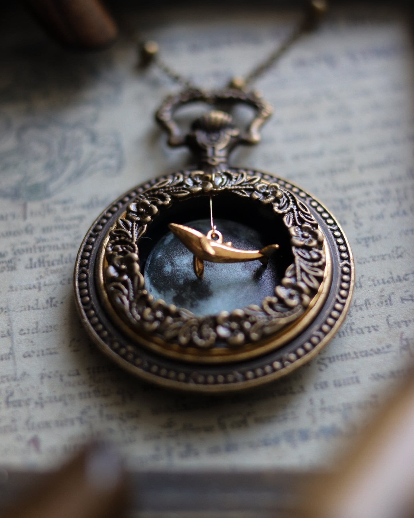 Vintage style necklace - Flying On Moonlit Night