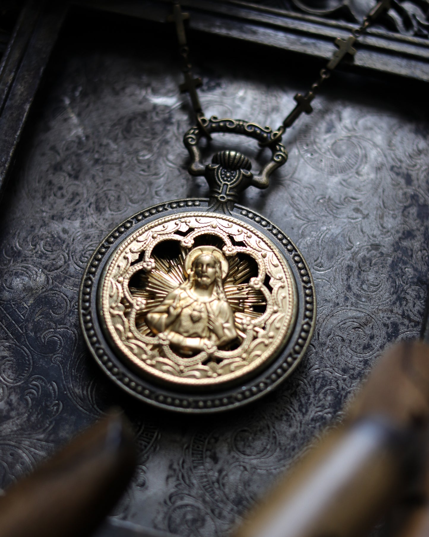 Vintage style necklace - Stained Glass Window Faith-Son of God