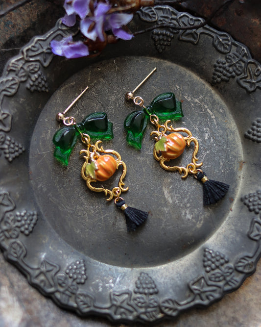 Vintage style earrings - Bow and Pumpkin